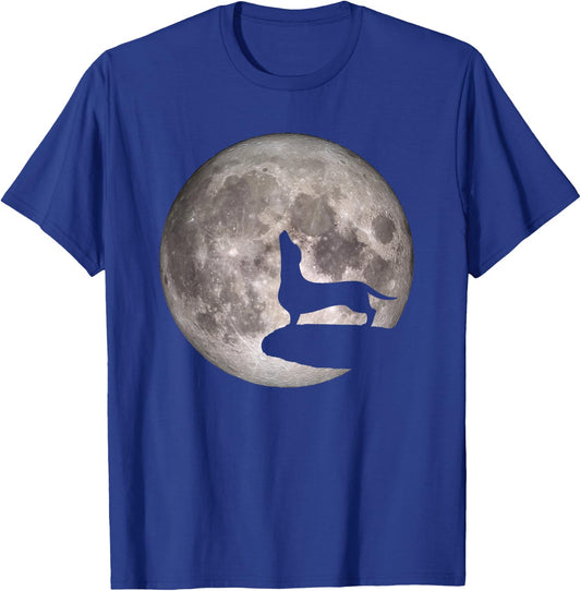 Funny Howling Dachshund Full Moon Wiener Dog Women T-Shirt - T-Shirt | Royal