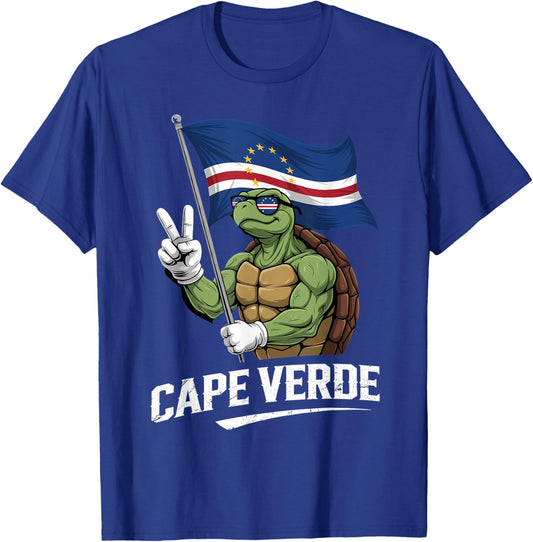 Cabo Verde Turtle Cape Verdean Roots Cape Verde Flag T-Shirt - T-Shirt | Royal