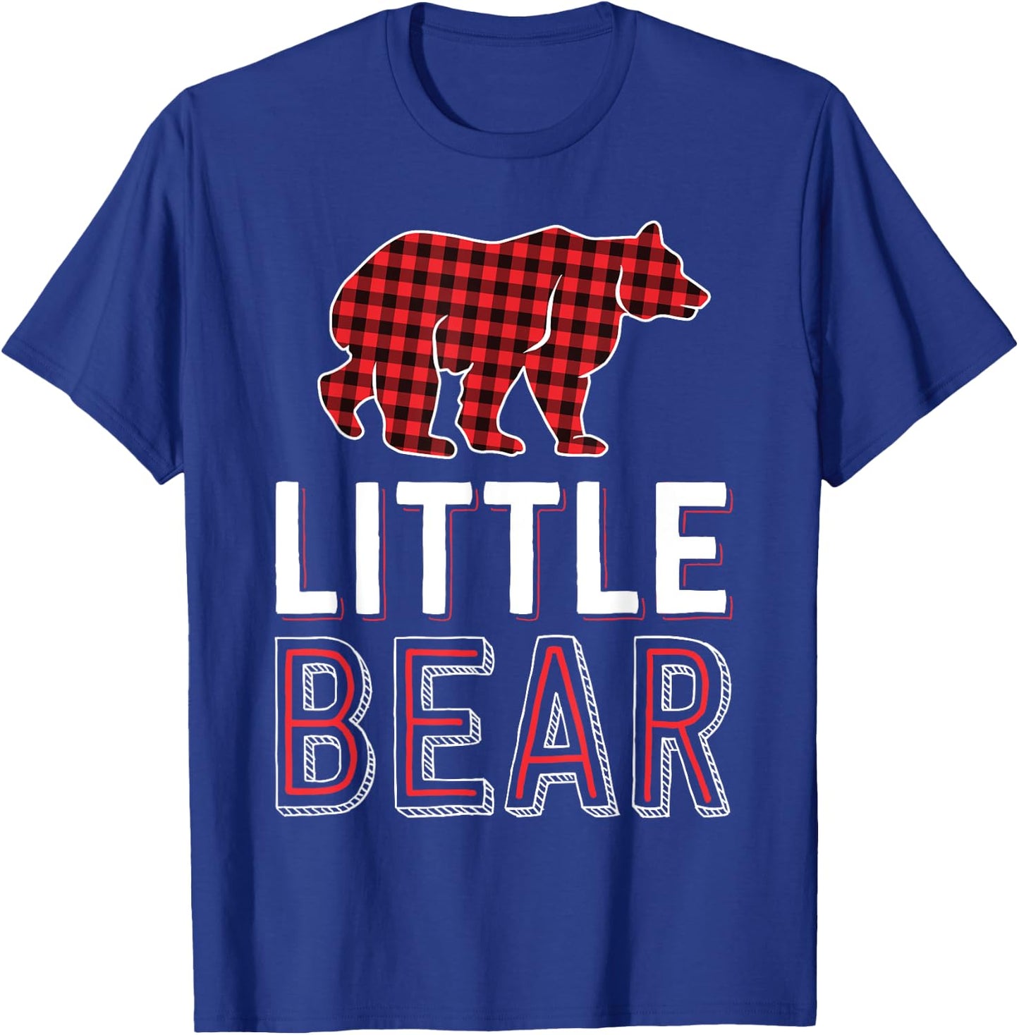 Little Bear Kid Red Buffalo Plaid Matching Family Christmas T-Shirt - T-Shirt | Royal