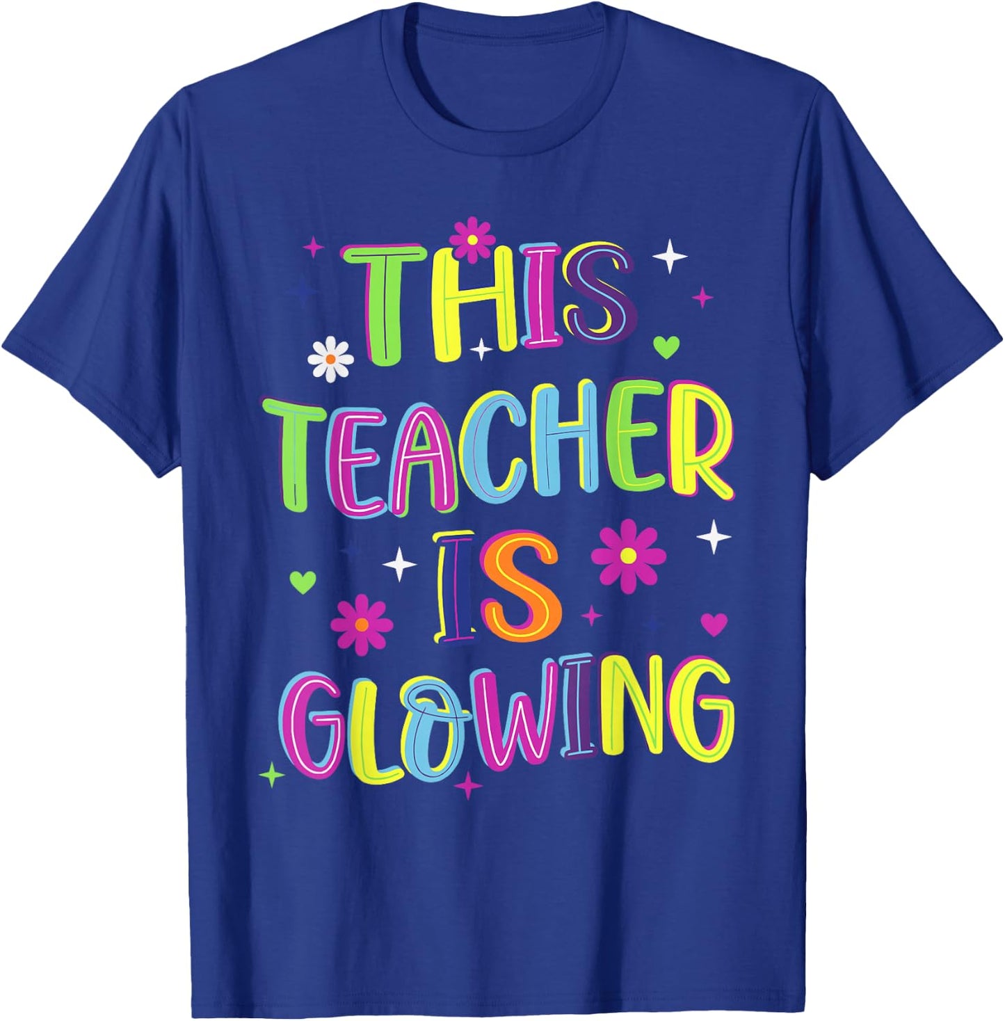This Teacher is Glowing Funny Groovy Last Day of School T-Shirt - T-Shirt | Royal