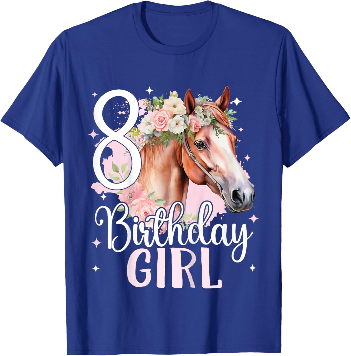 8th Birthday Horse 8 Years Eight Finally 8 Birthday Girl T-Shirt - T-Shirt | Royal