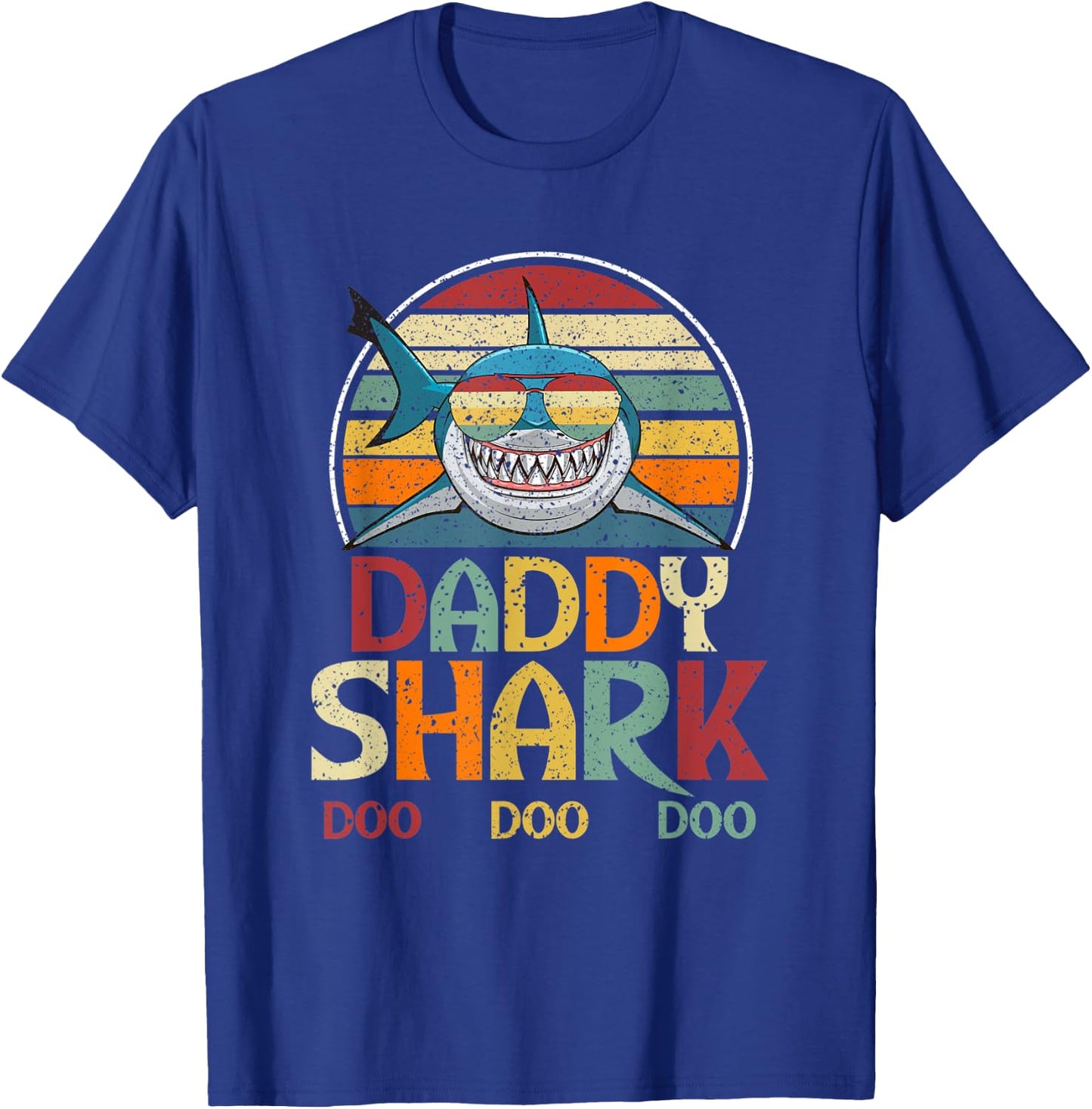 Retro Vintage Daddy Shark Gift T-Shirt - T-Shirt | Royal