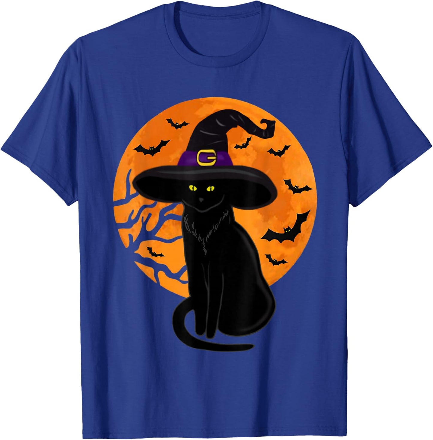 Retro Black Cat Halloween Pumpkin Costume Women Kids Girls T-Shirt - T-Shirt | Royal