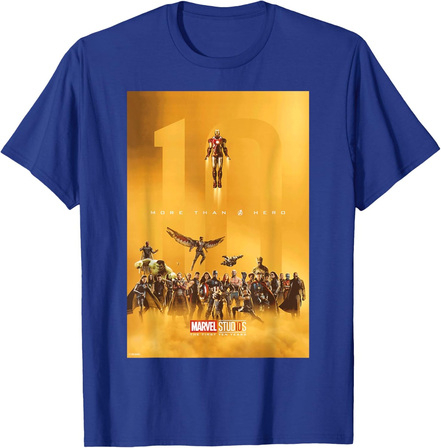 Marvel Studios 10 Years of Heroes Poster Graphic T-Shirt - T-Shirt | Royal