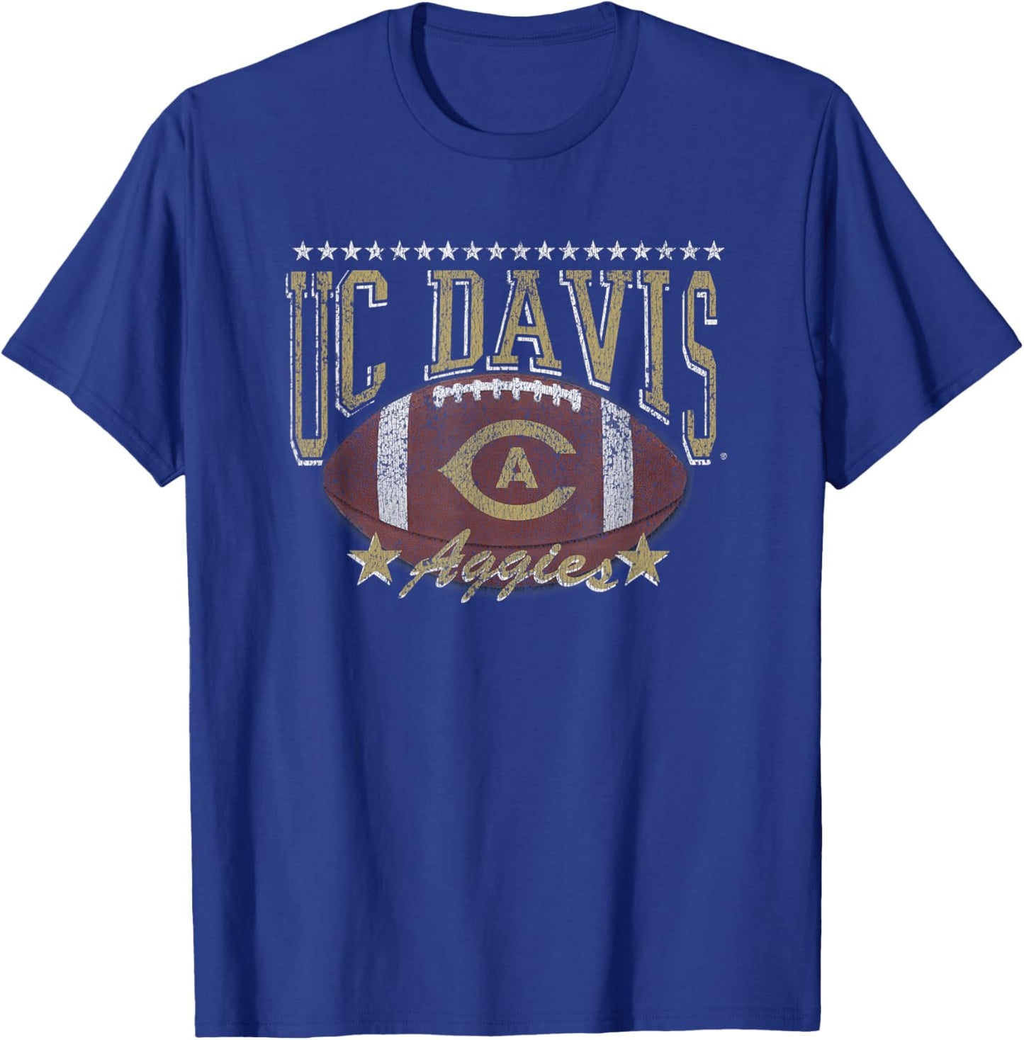 UC Davis Aggies Football Vintage Stars Navy T-Shirt - T-Shirt | Royal