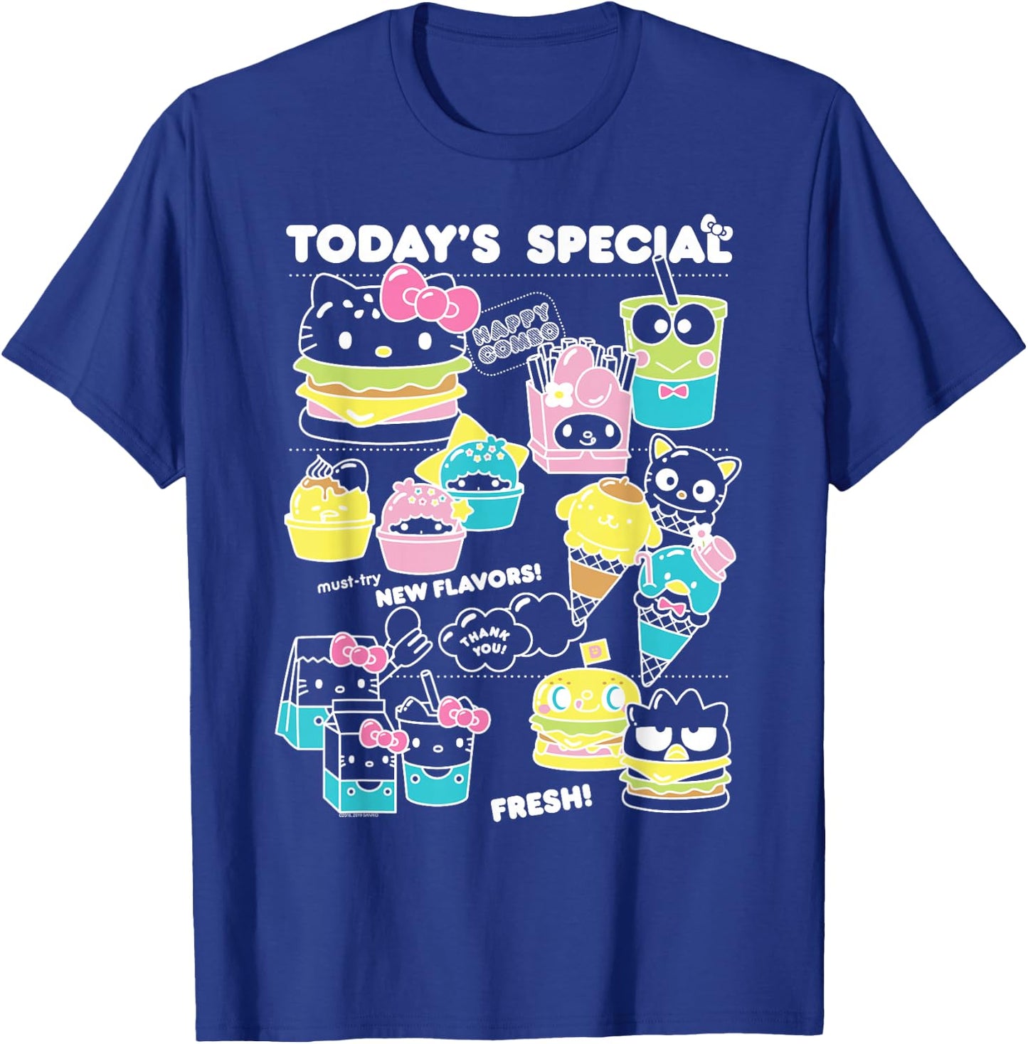 Hello Sanrio Kawaii Burger Shop Foodie Menu Shirt T-Shirt - T-Shirt | Royal
