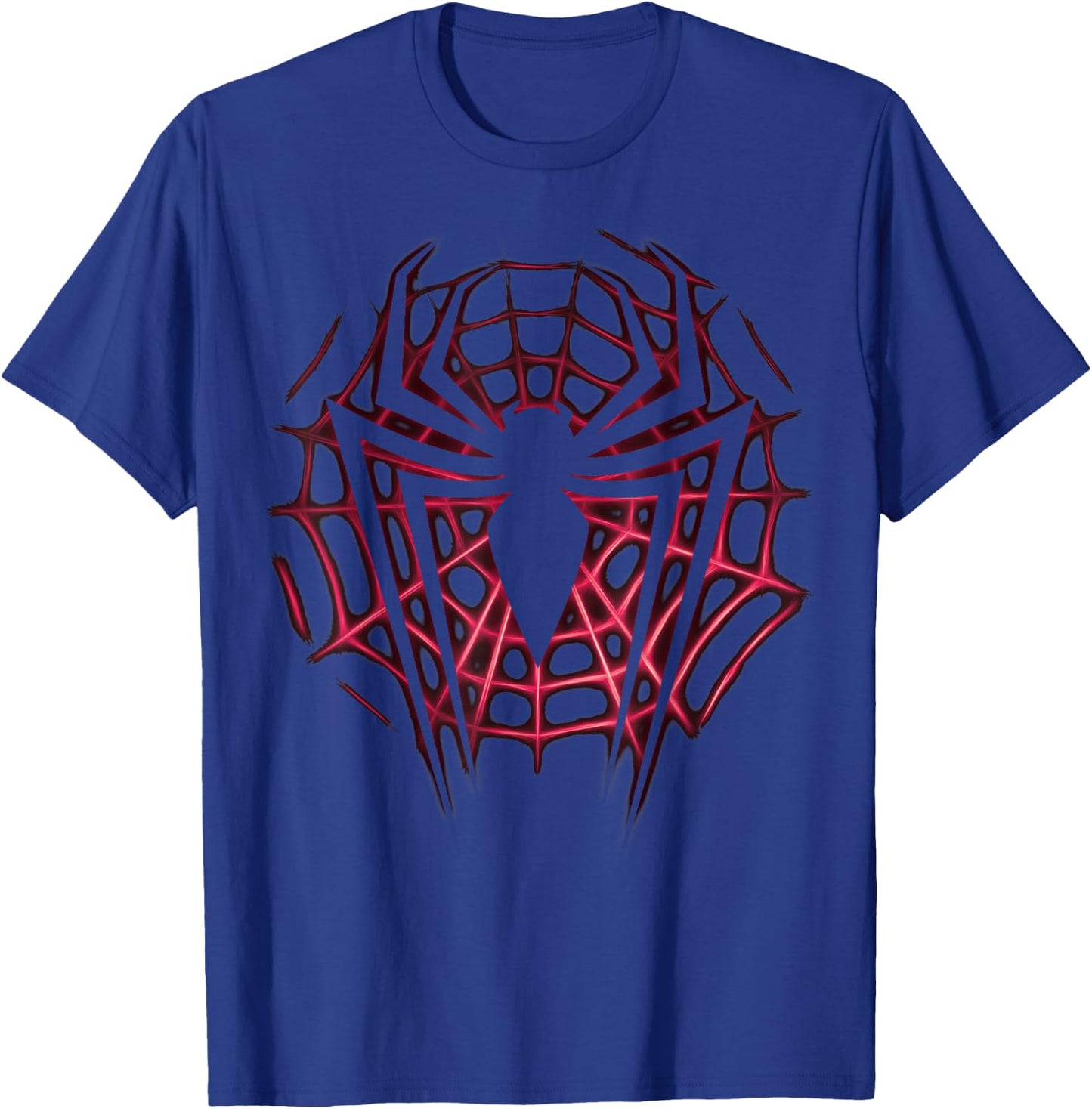 Marvel Spider-Man Silhouetted Long-Legged Logo Web Glow T-Shirt - T-Shirt | Royal
