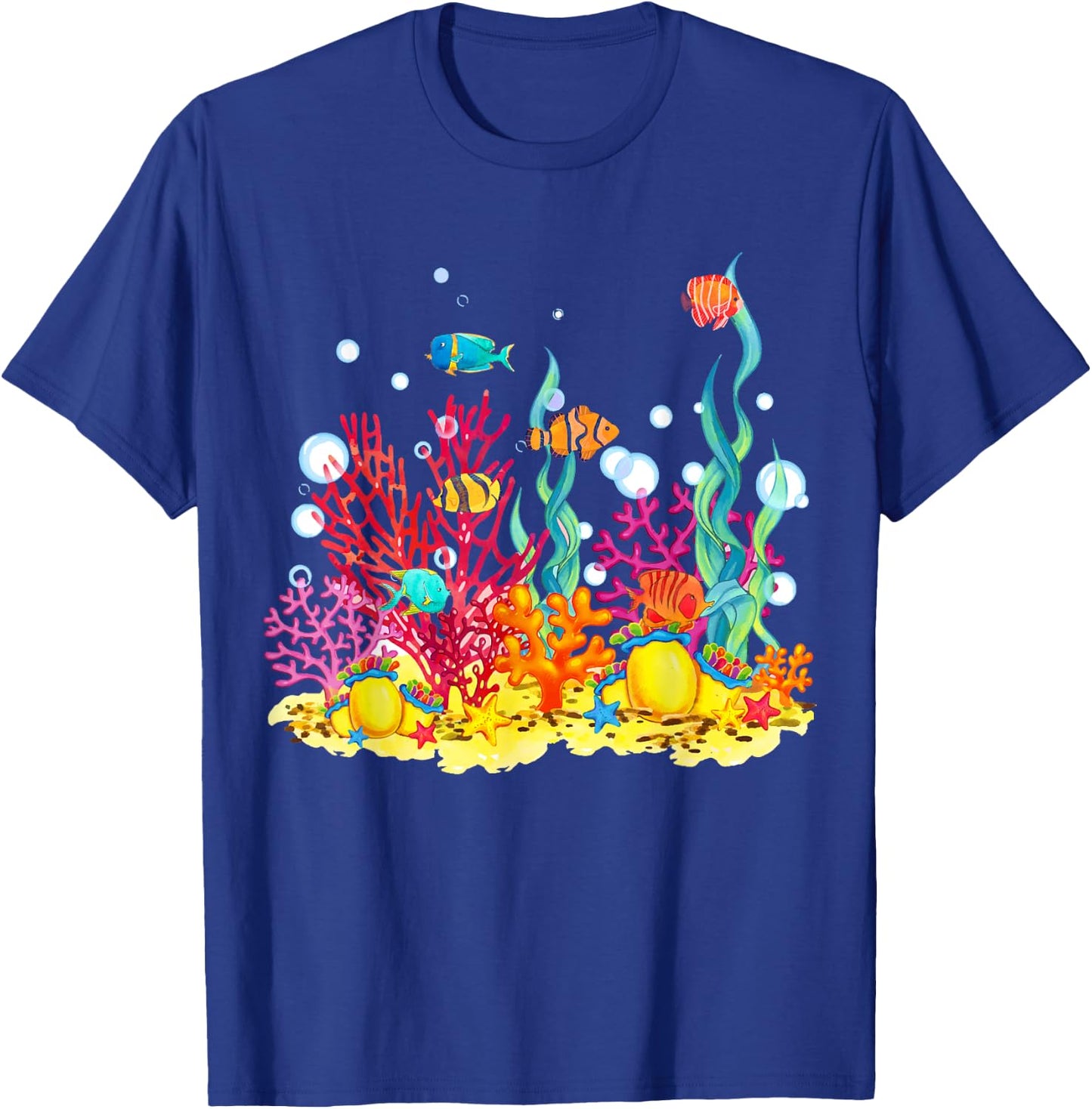 Watercolour coral reef with fish, beautiful underwater world T-Shirt - T-Shirt | Royal