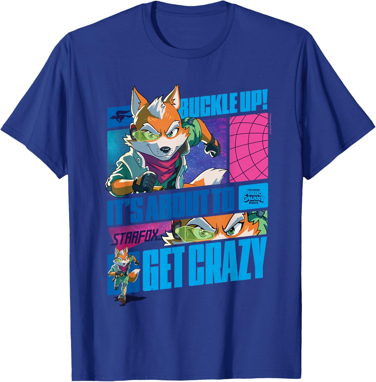 The Super Mario Galaxy Movie Starfox Buckle Up Action T-Shirt - T-Shirt | Royal