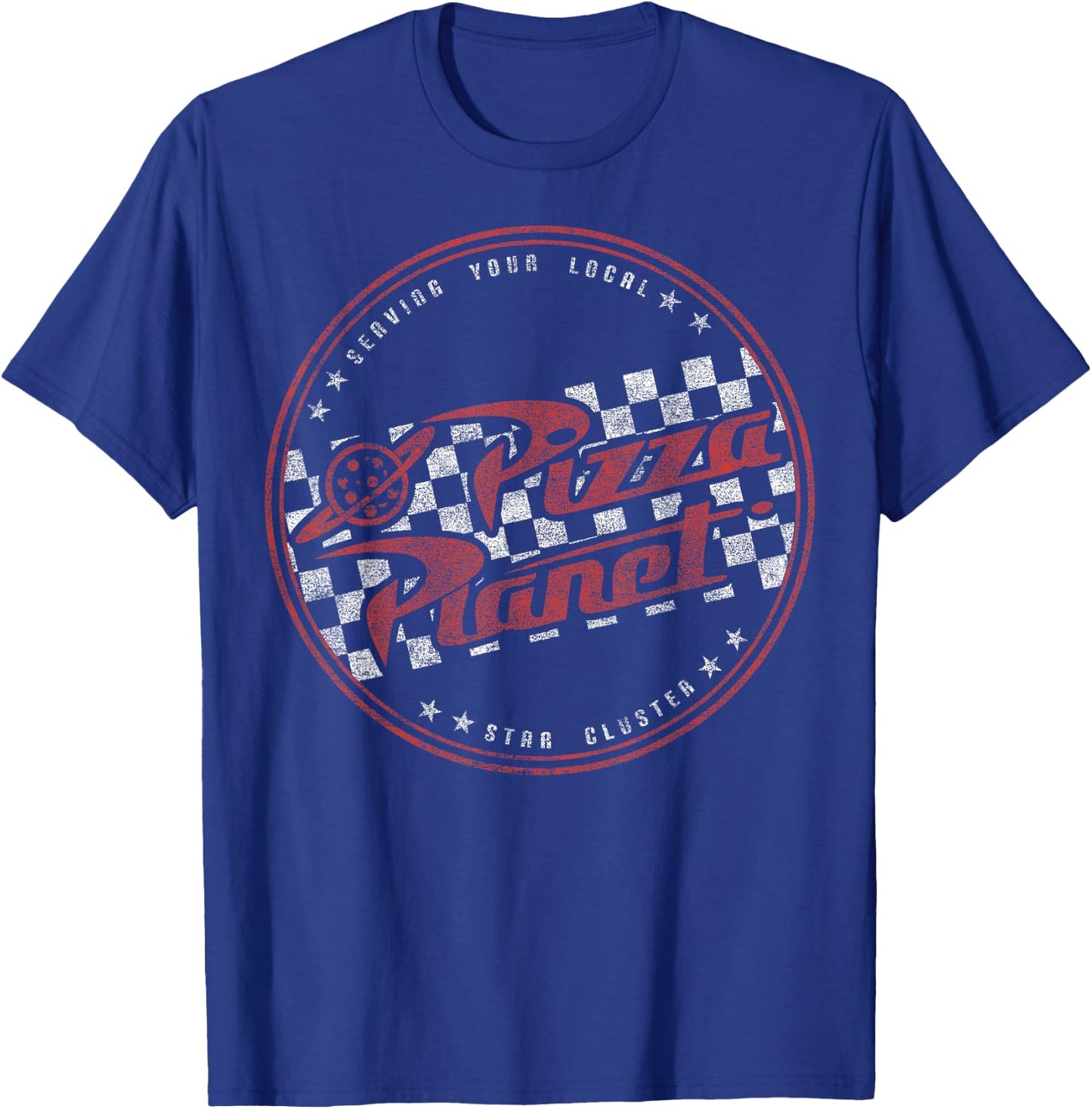 Disney Pixar Toy Story Pizza Planet Checkered Logo T-Shirt - T-Shirt | Royal