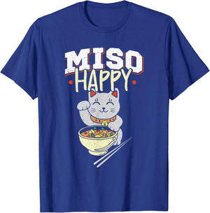 Miso Happy - Japanese Food & Cat Lover Pun T-Shirt - T-Shirt | Royal