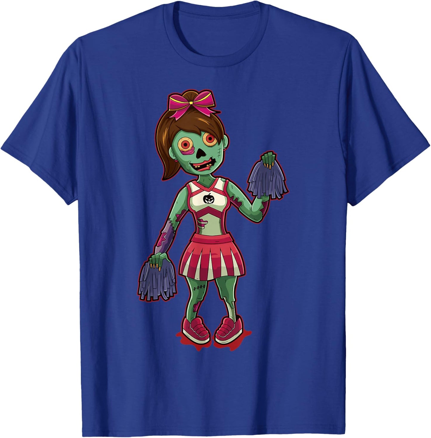 Zombie Girl Cheerleader Halloween Gift T-Shirt - T-Shirt | Royal