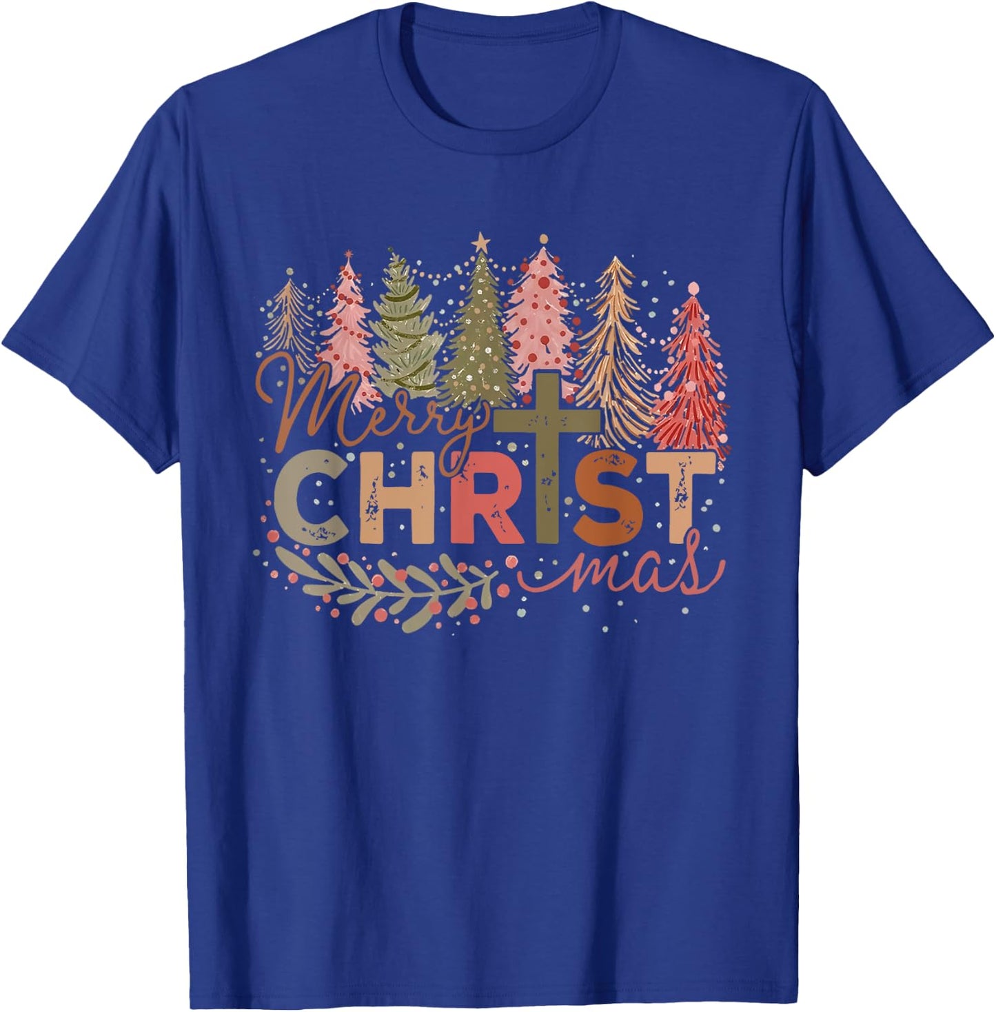 Merry Christ Mas Christian Jesus Christmas PJs Xmas Pajamas T-Shirt - T-Shirt | Royal
