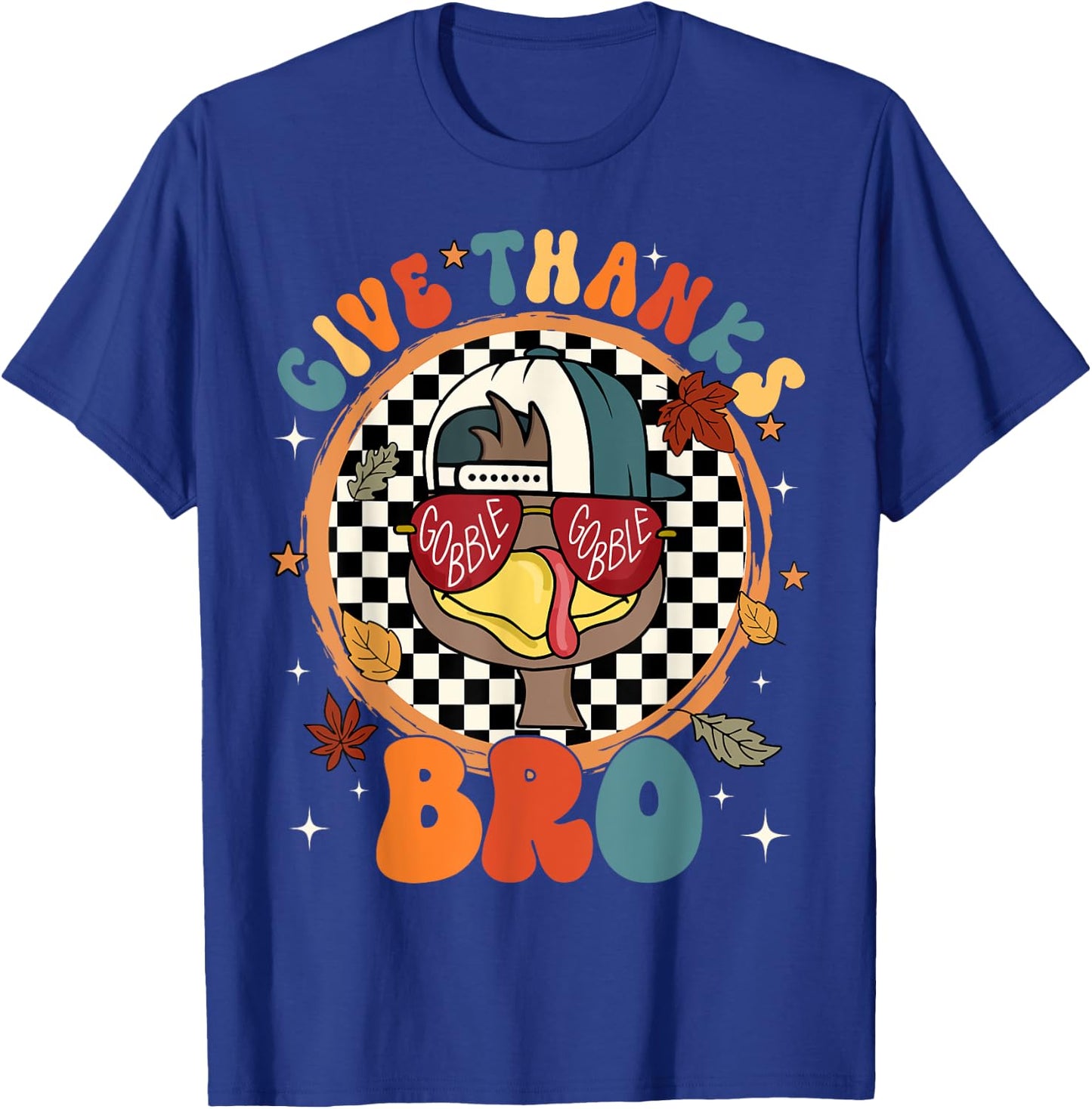 Give Thanks Bro Cute Turkey Thankful Thanksgiving Boys T-Shirt - T-Shirt | Royal