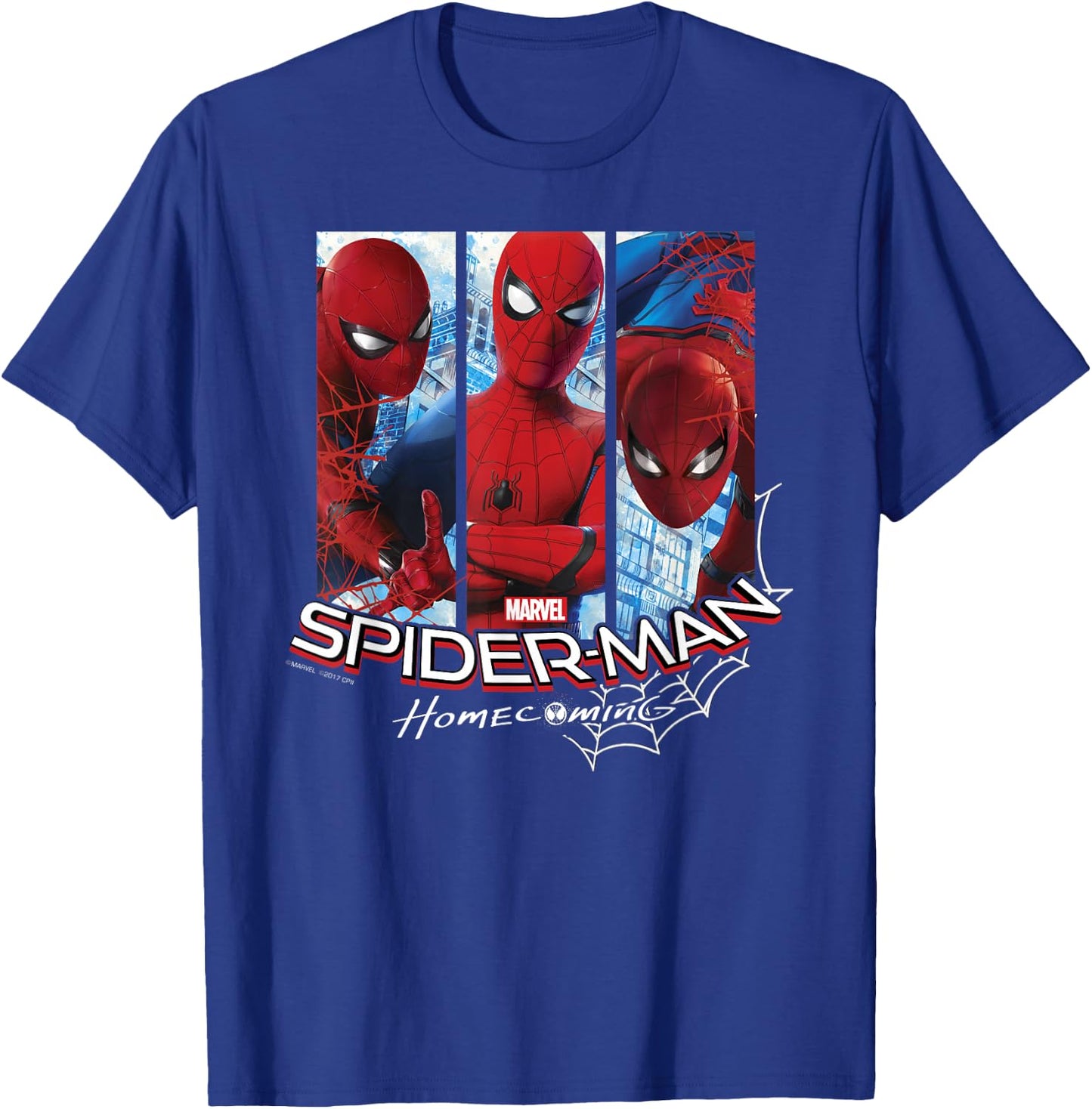Marvel Spider-Man Homecoming Three Panel Pose T-Shirt - T-Shirt | Royal