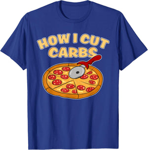 Funny Pizza Cutter shirt Pepperoni Slice How I Cut Carbs T-Shirt - T-Shirt | Royal