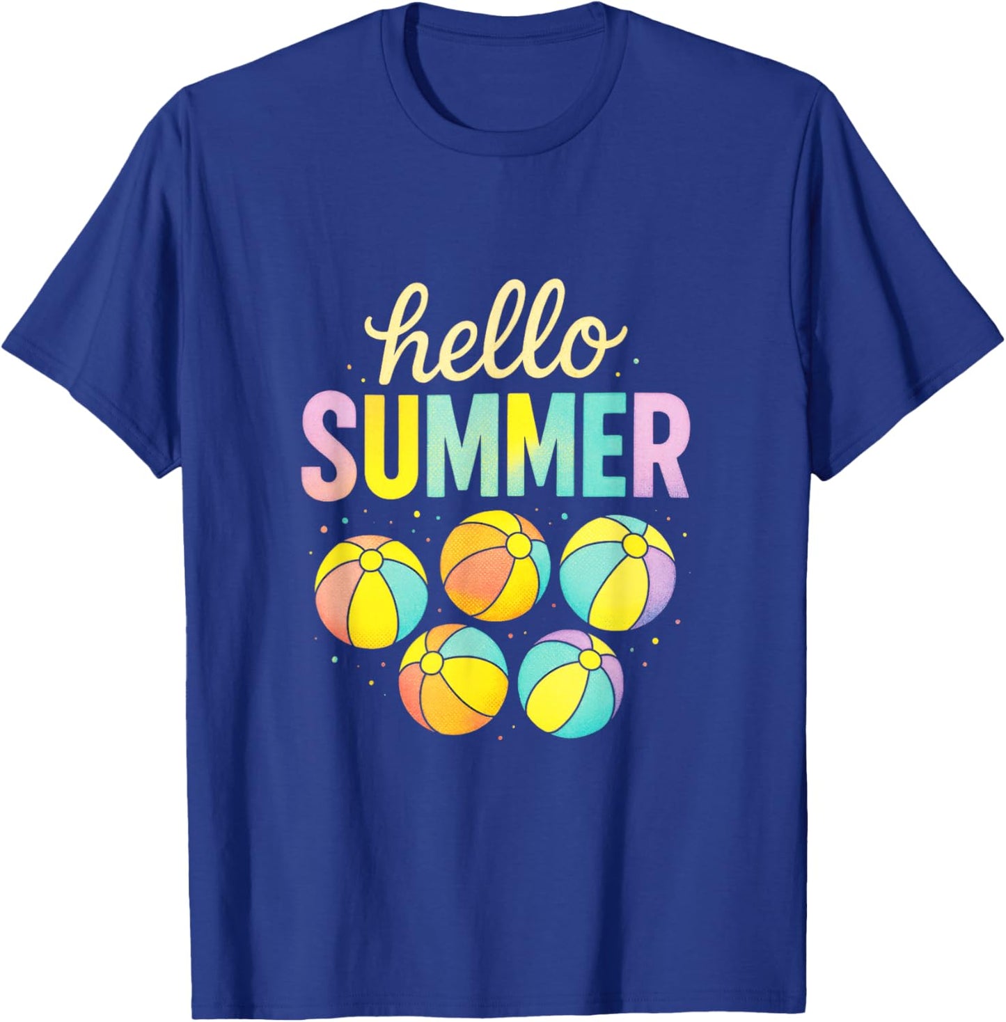 Hello Summer - Beach Balls Retro Fun T-Shirt - T-Shirt | Royal
