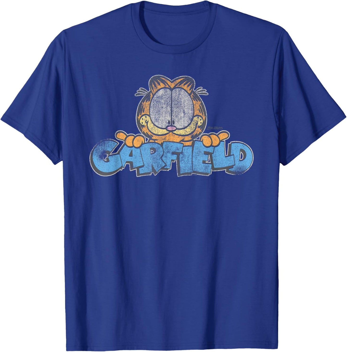 Garfield Distressed Garfield Face with Logo Cartoon Cat T-Shirt - T-Shirt | Royal
