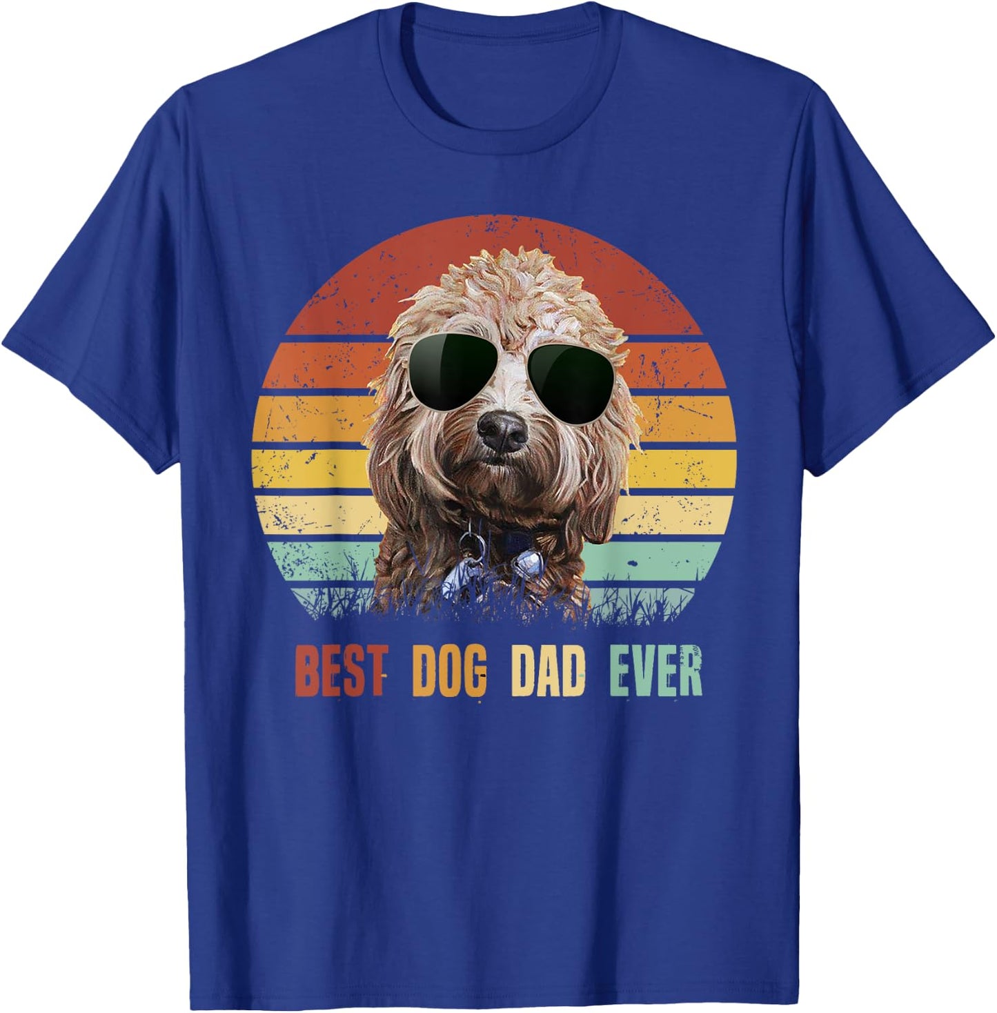 Vintage Best Dog Dad Ever Poodle Father's Day Gifts T-Shirt - T-Shirt | Royal