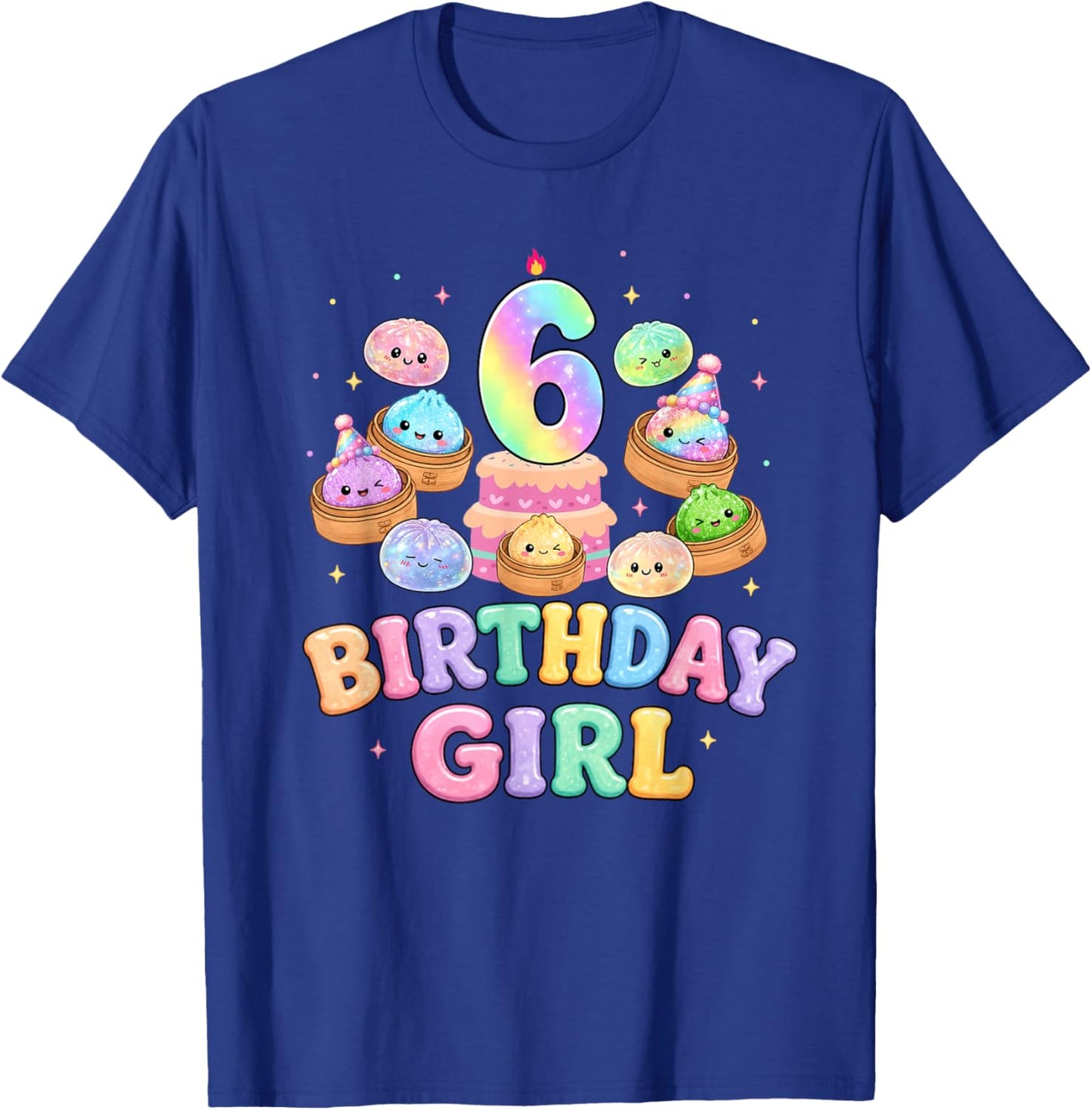 6th Birthday Girl Dumpling Shirt Cute Kawaii Dumpling Party T-Shirt - T-Shirt | Royal