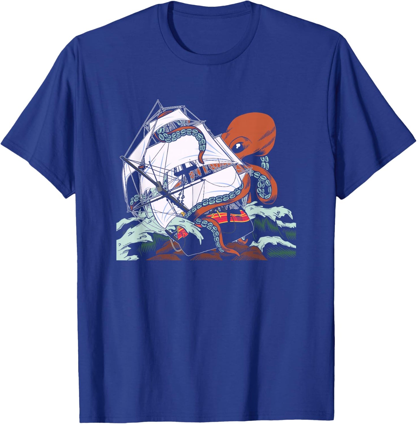 The Kraken - Sea Monster Octopus Shipwreck T-Shirt - T-Shirt | Royal