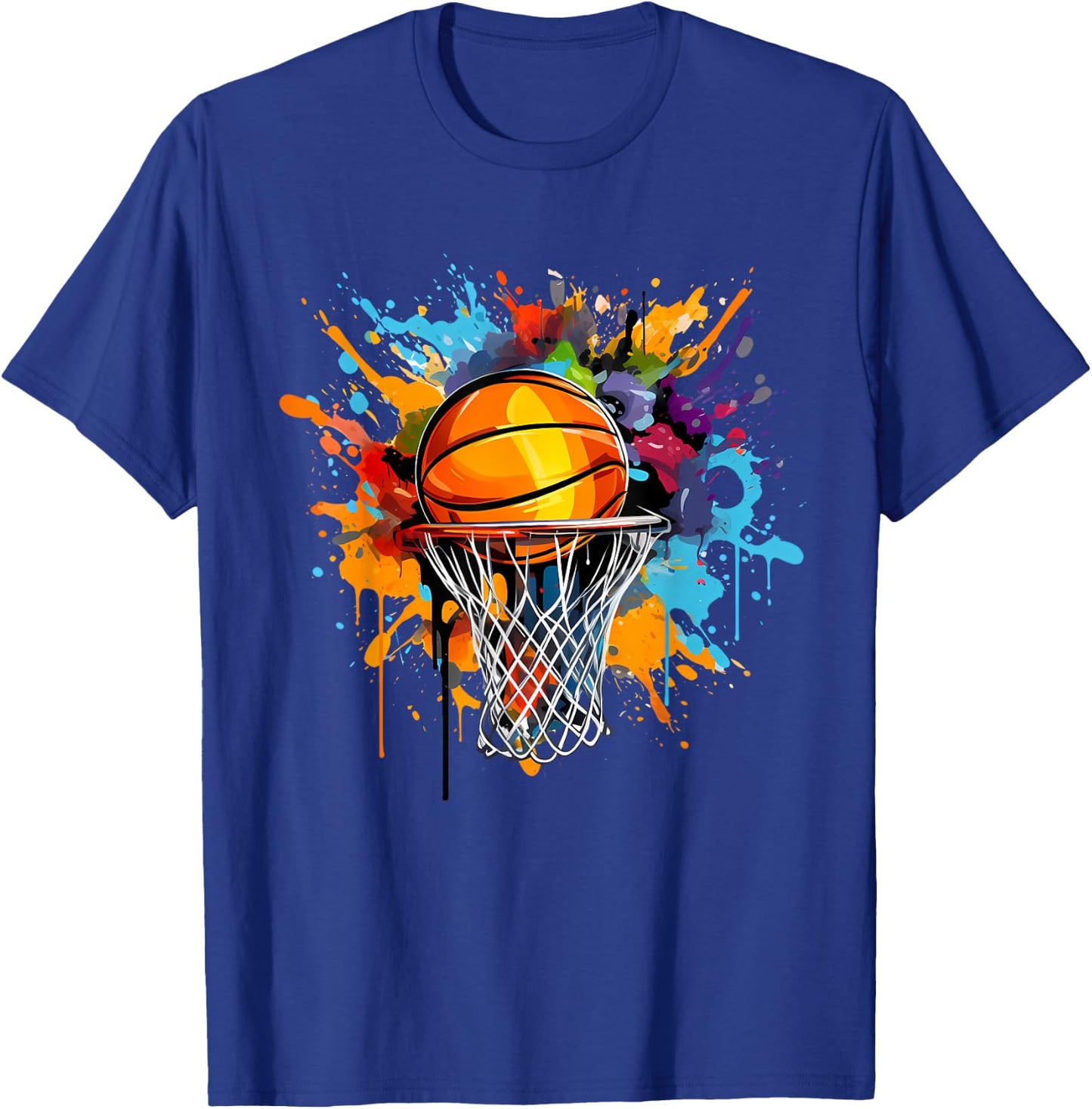 ÄBäsketballCo. Colorful Basketball Graphic , -Adults & Kids, Black, Small, Short Sleeve, , Classic Fit T-Shirt - T-Shirt | Royal