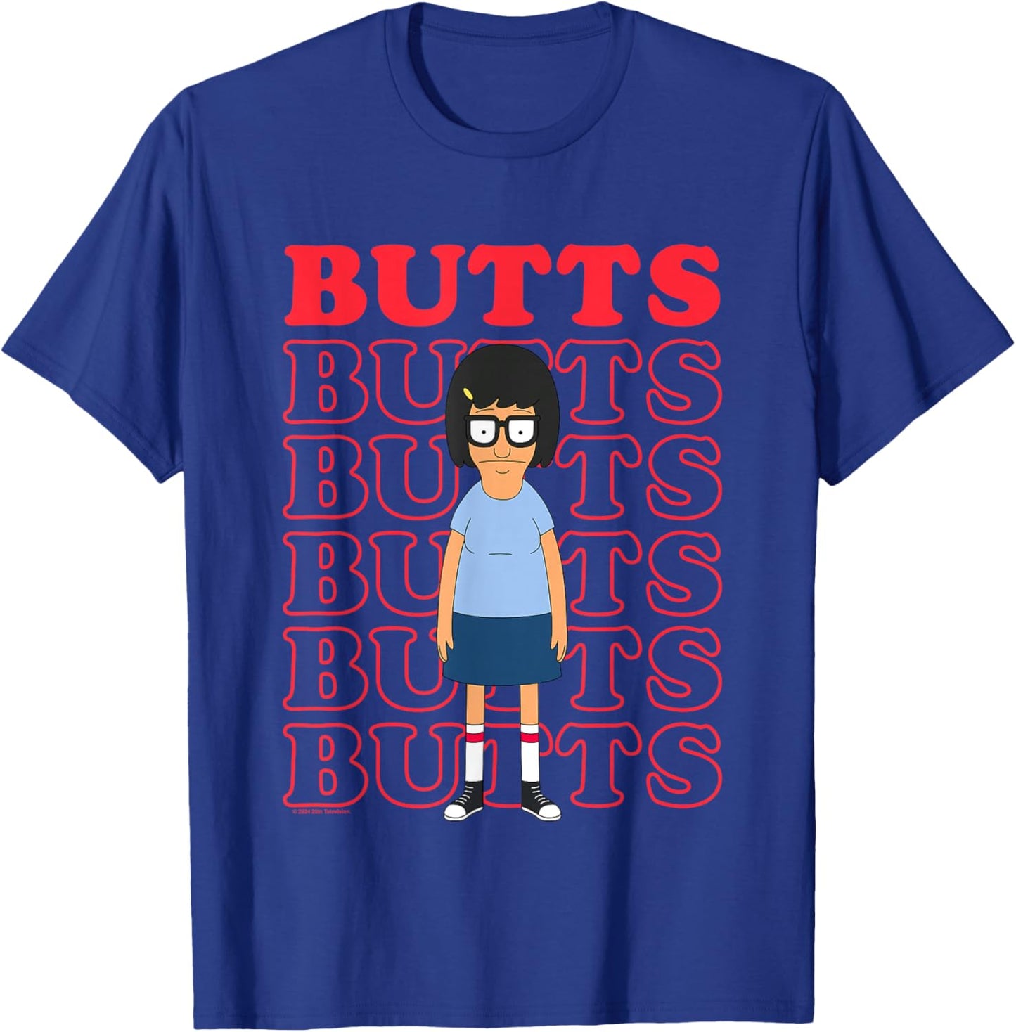 Bob's Burgers Tina Likes Butts Logo Stack T-Shirt - T-Shirt | Royal