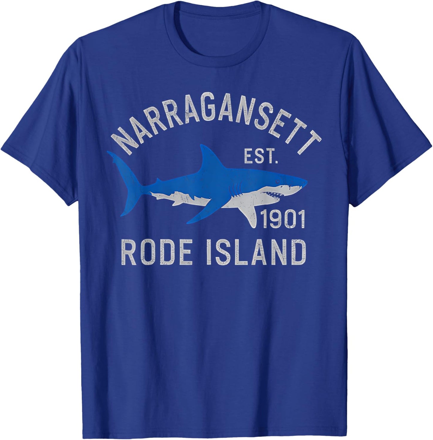 Narragansett Rhode Island Shark RI Ocean Beach Vacation T-Shirt - T-Shirt | Royal