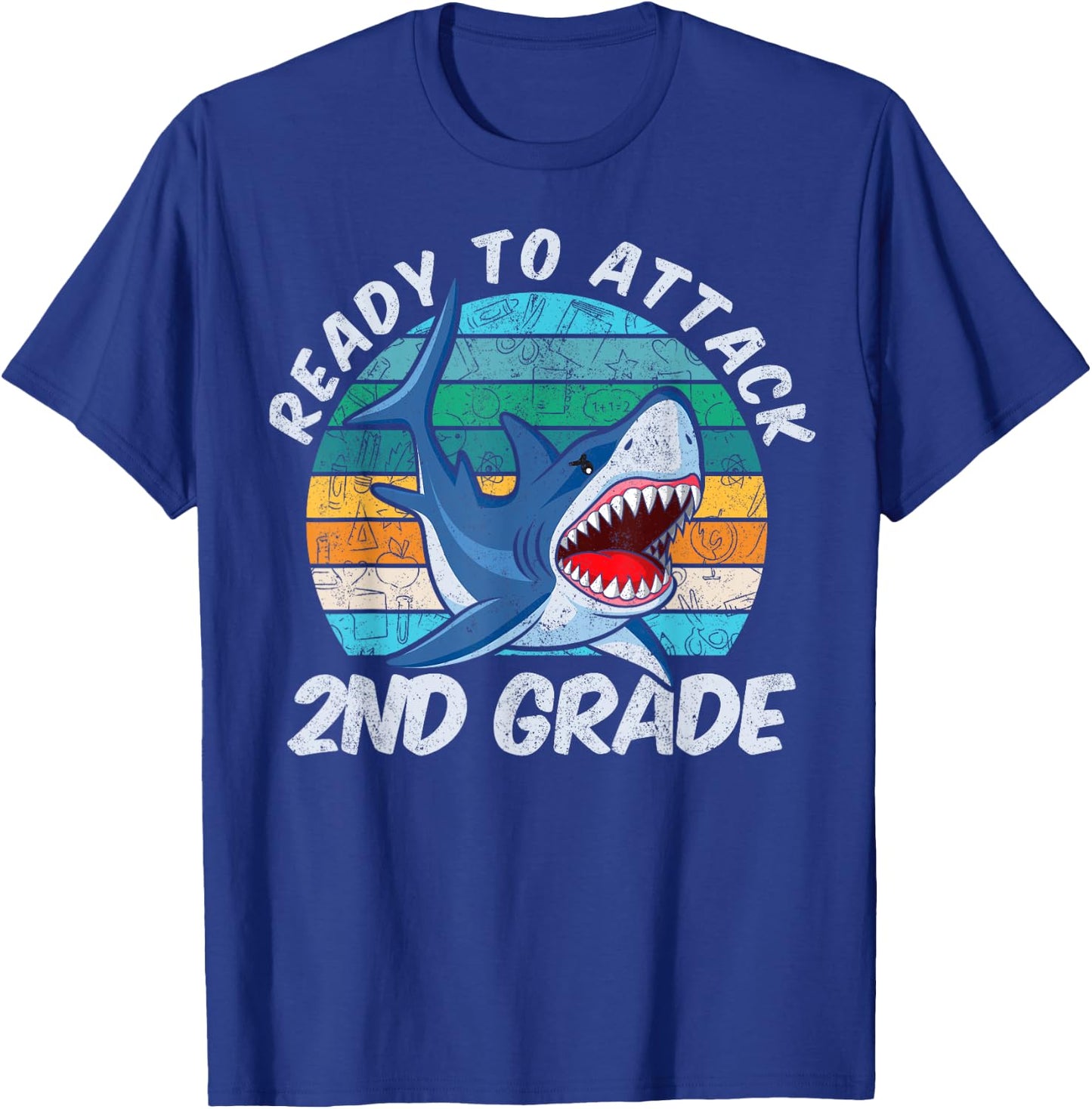 Ready To Attack 2nd Grade Shark Gift Back to School T-Shirt - T-Shirt | Royal