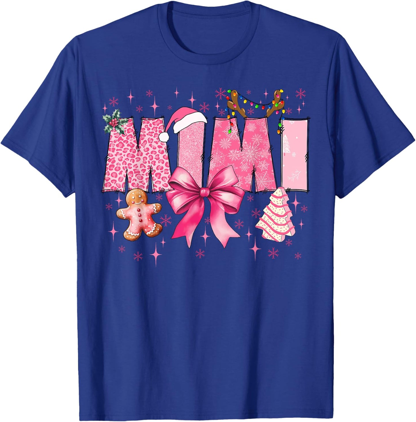 Mimi Cute Pink Coquette Bow Christmas Matching Family Xmas T-Shirt - T-Shirt | Royal