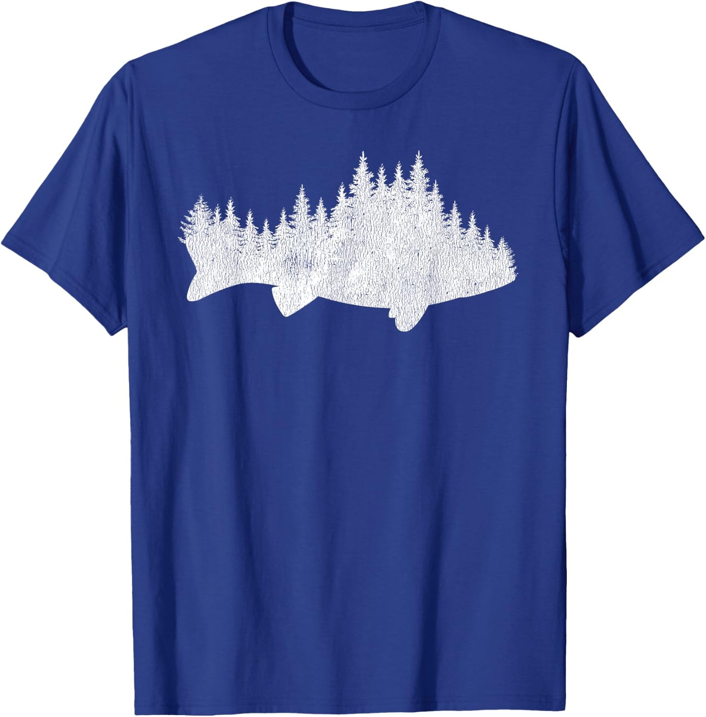 Walleye Fishing Sauger Fisherman Pine Forest Treeline T-Shirt - T-Shirt | Royal