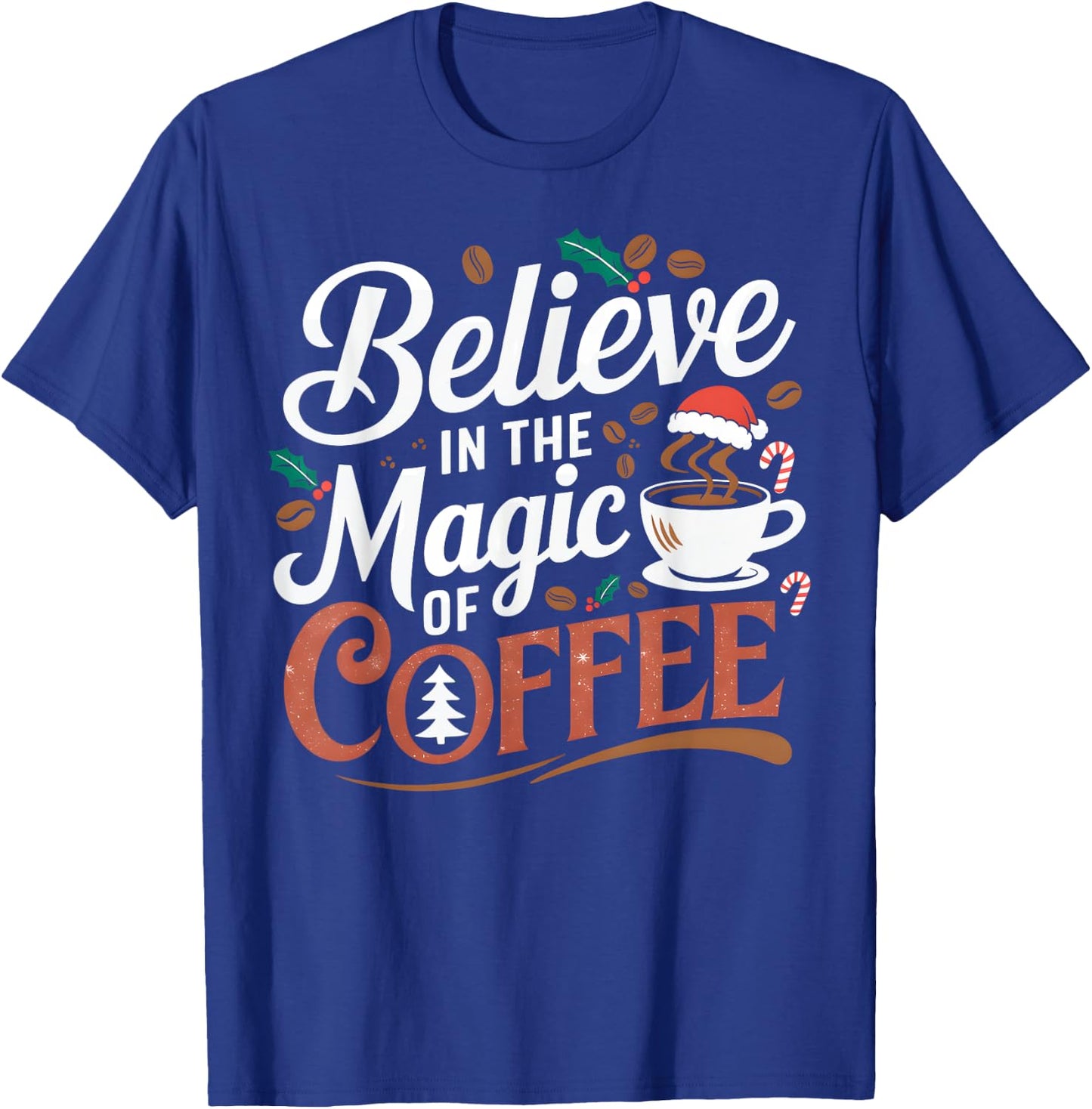Magic Coffee Christmas Winter Santa Hat Holiday Caffeine T-Shirt - T-Shirt | Royal