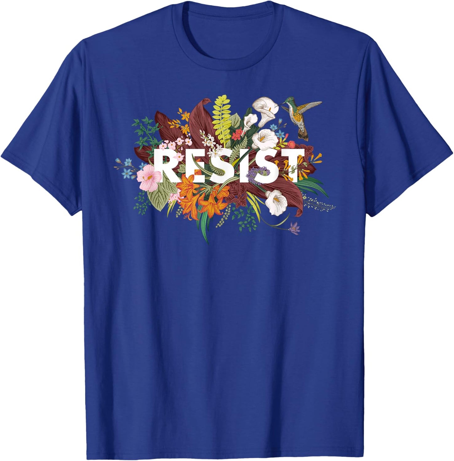 Resist Floral Anti Trump Political Protest T-Shirt - T-Shirt | Royal