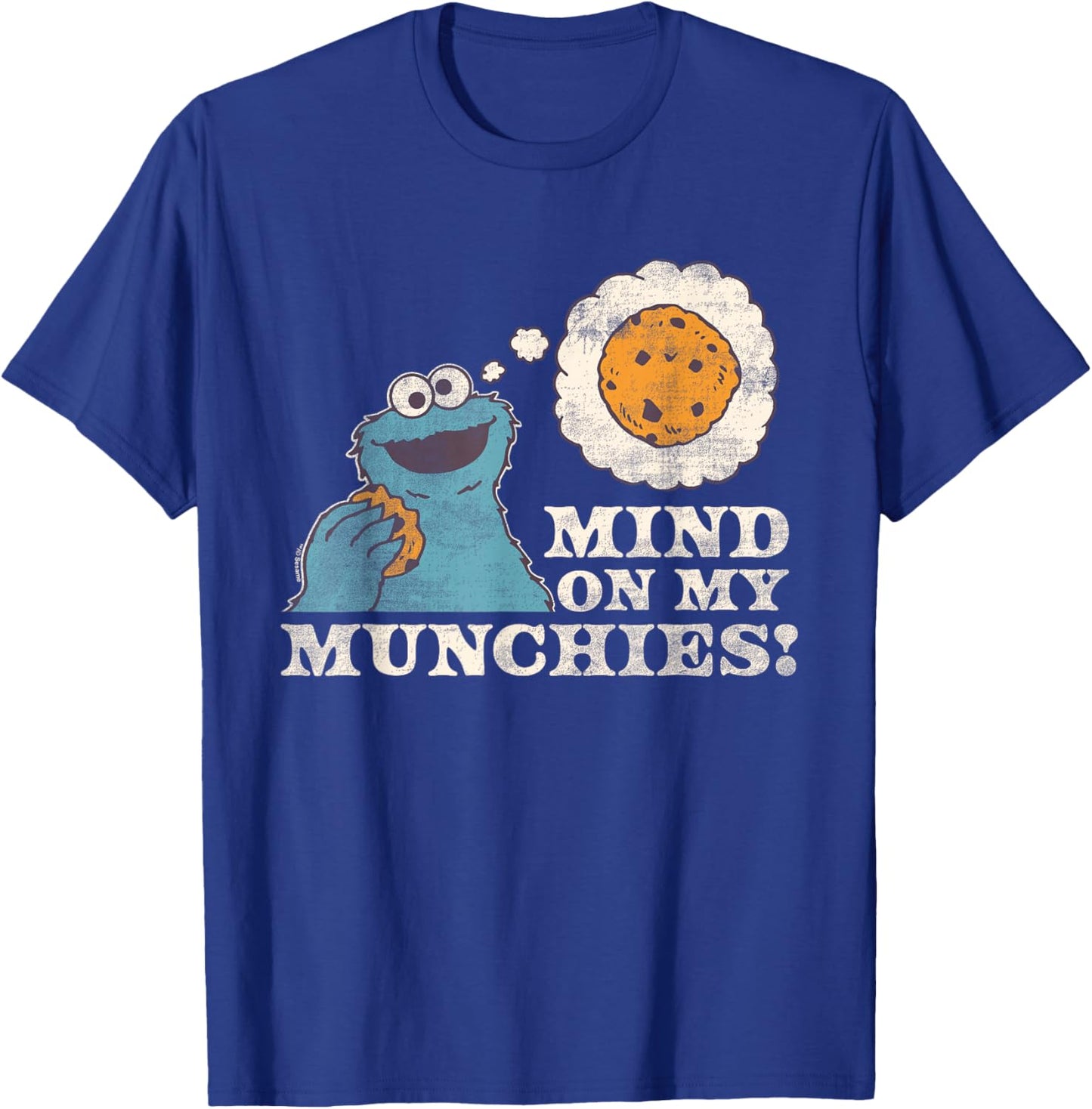 Sesame Street Vintage Heart Cookie Monster, Mind On Munchies T-Shirt - T-Shirt | Royal