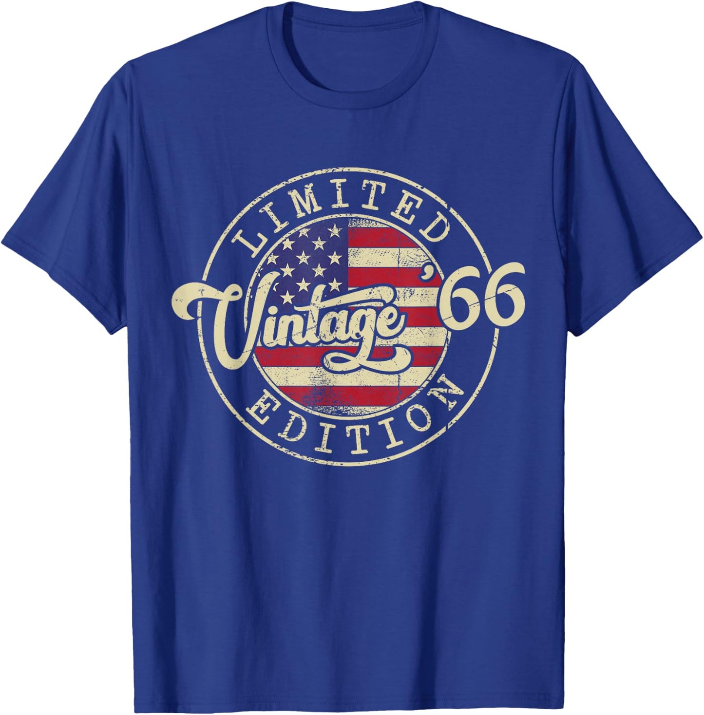 Vintage 1966 US Flag 60 Year Old 60th Birthday Men Women T-Shirt - T-Shirt | Royal