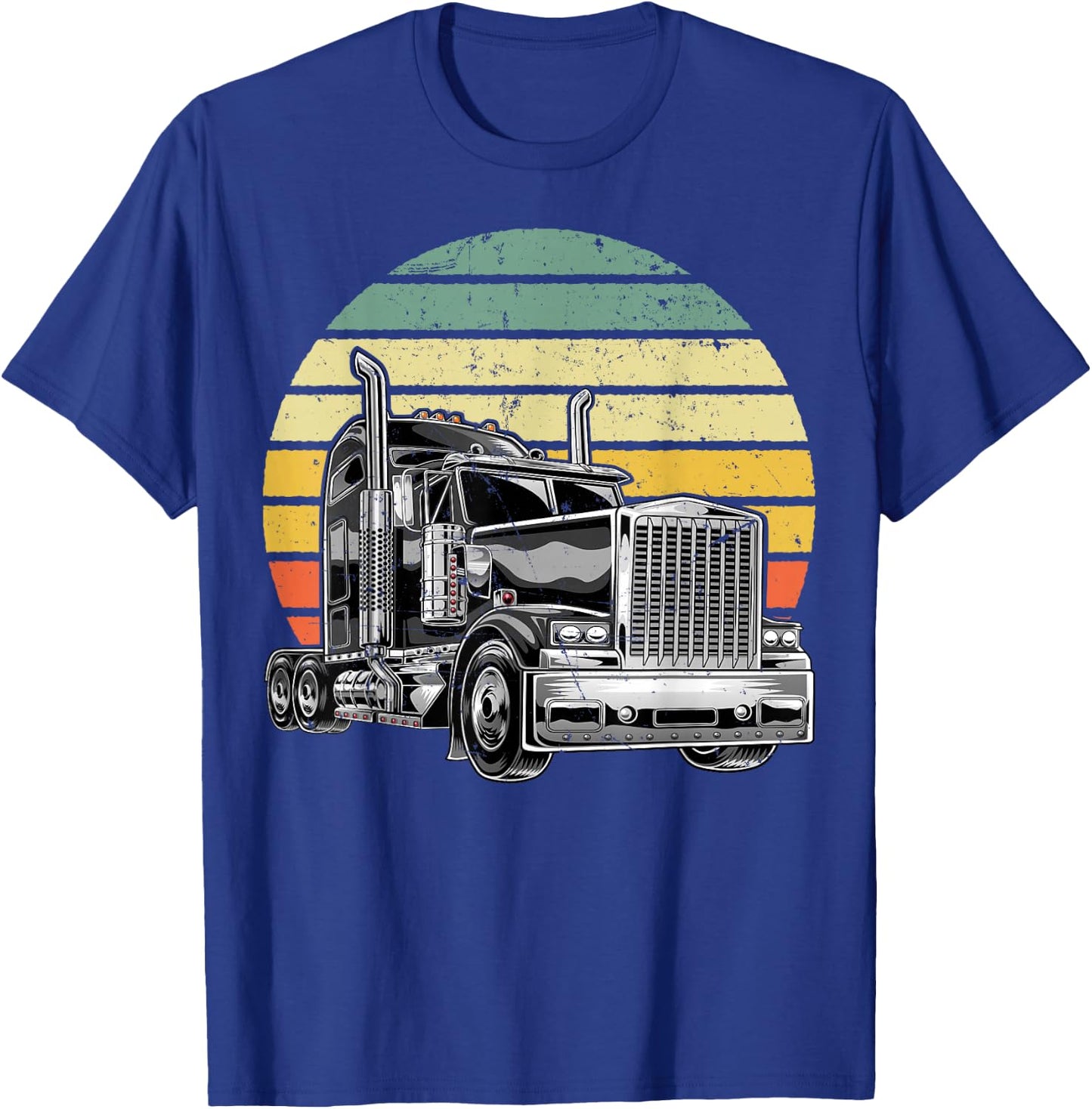 Retro Vintage Trucker Big Rig Semi-Trailer Truck Driver Gift T-Shirt - T-Shirt | Royal