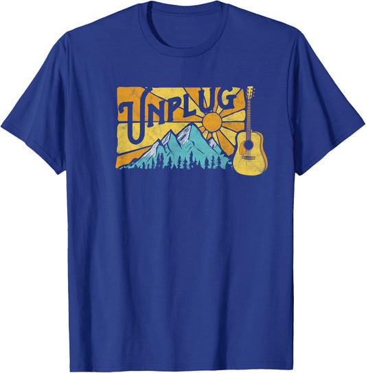 Retro Unplug Bluegrass & Acoustic Music Design T-Shirt - T-Shirt | Royal