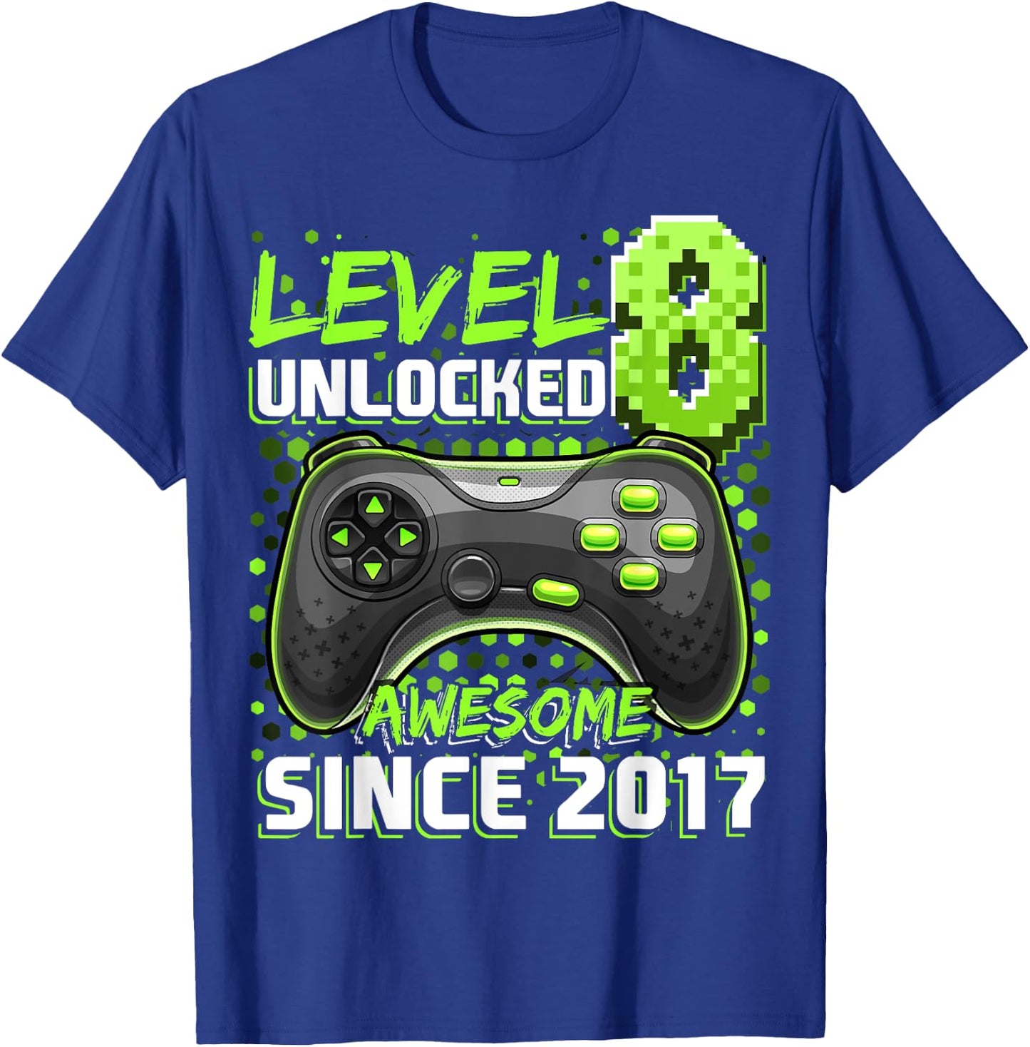 8th Birthday Boy Level 8 Gamer 8 Year Video Game Party T-Shirt - T-Shirt | Royal