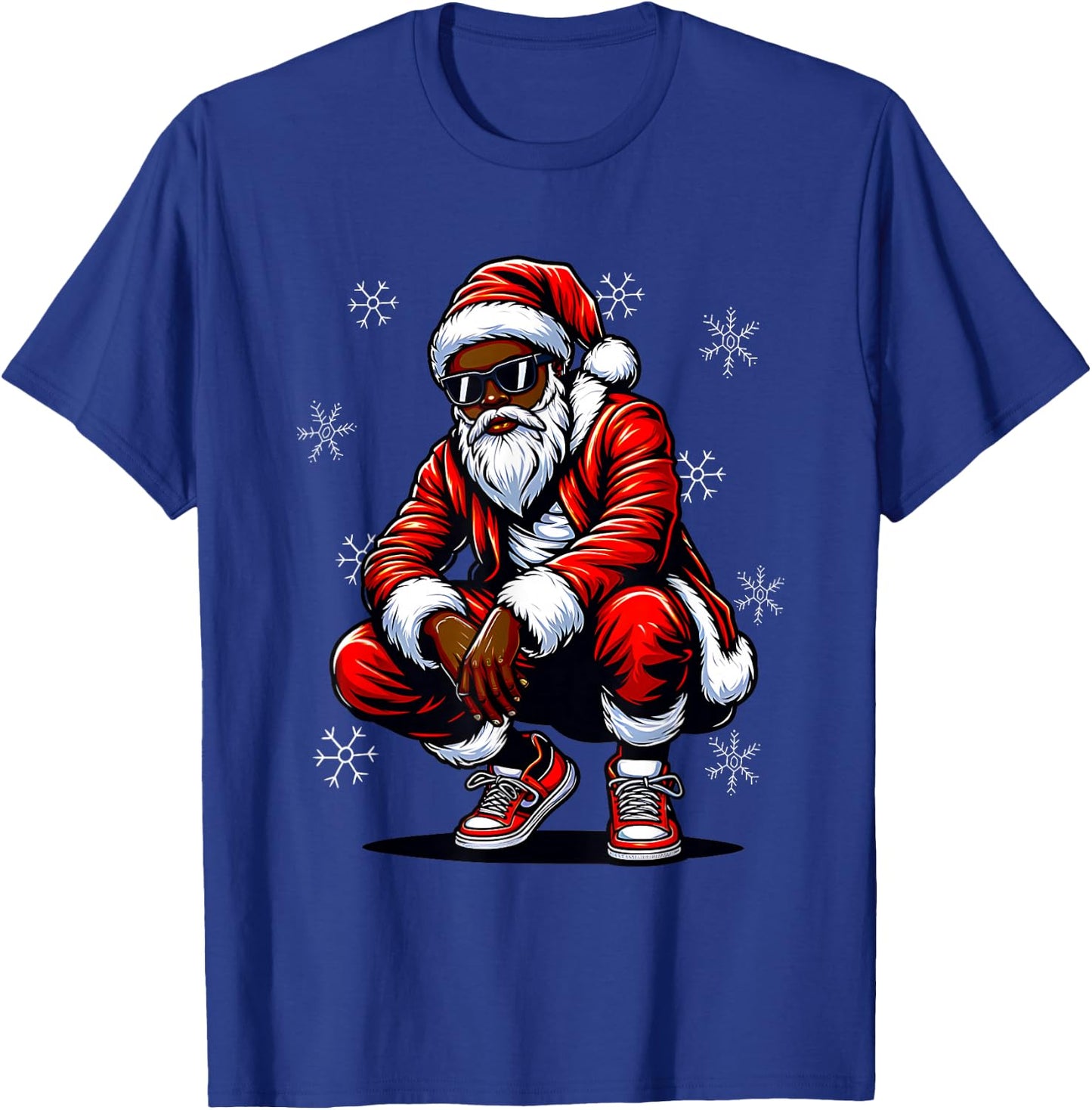 African American Christmas Pajama Xmas Afro Santa Claus PJ T-Shirt - T-Shirt | Royal