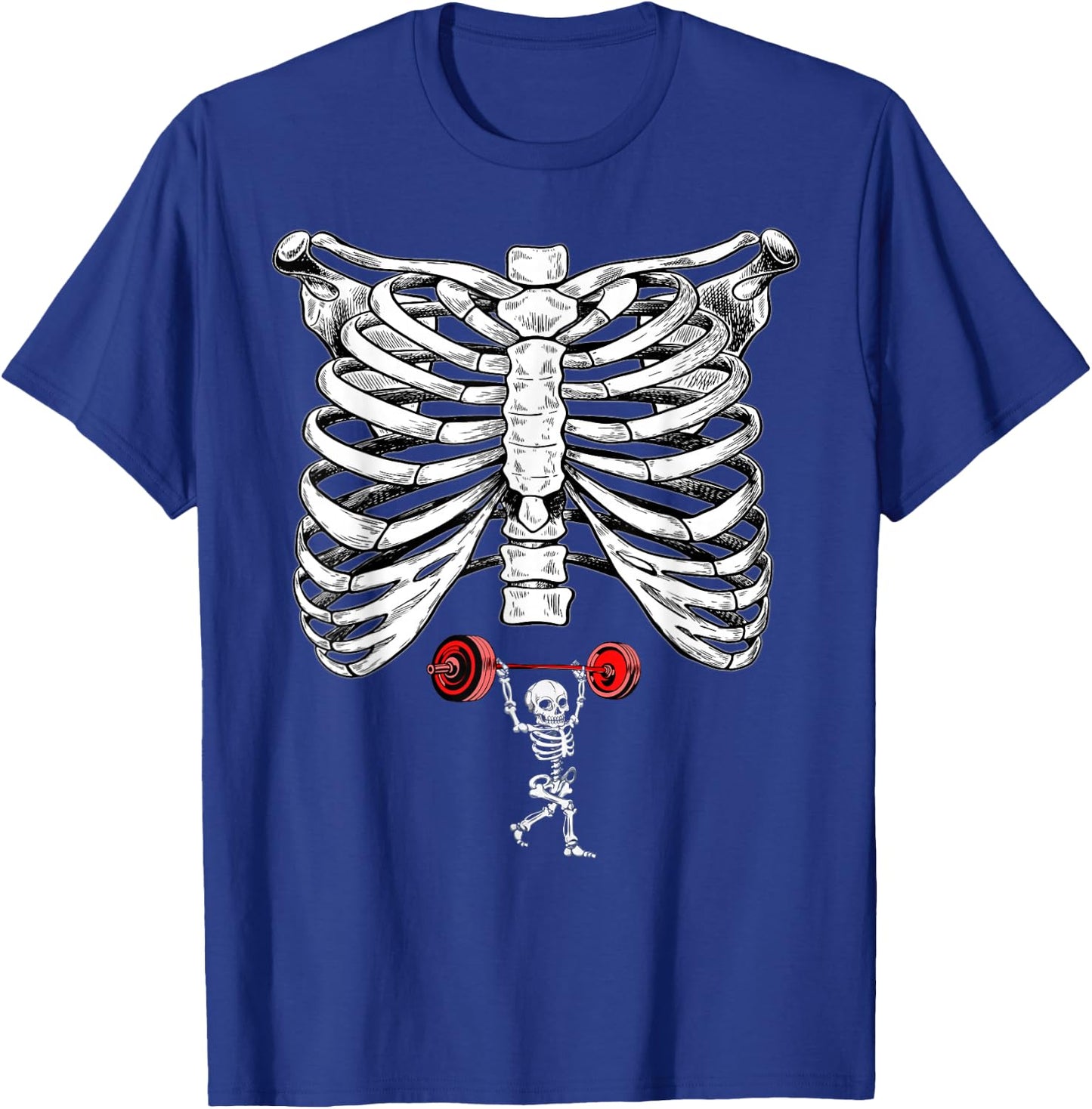 Skeleton Weightlifting Pregnancy Halloween Fitness Gym T-Shirt - T-Shirt | Royal