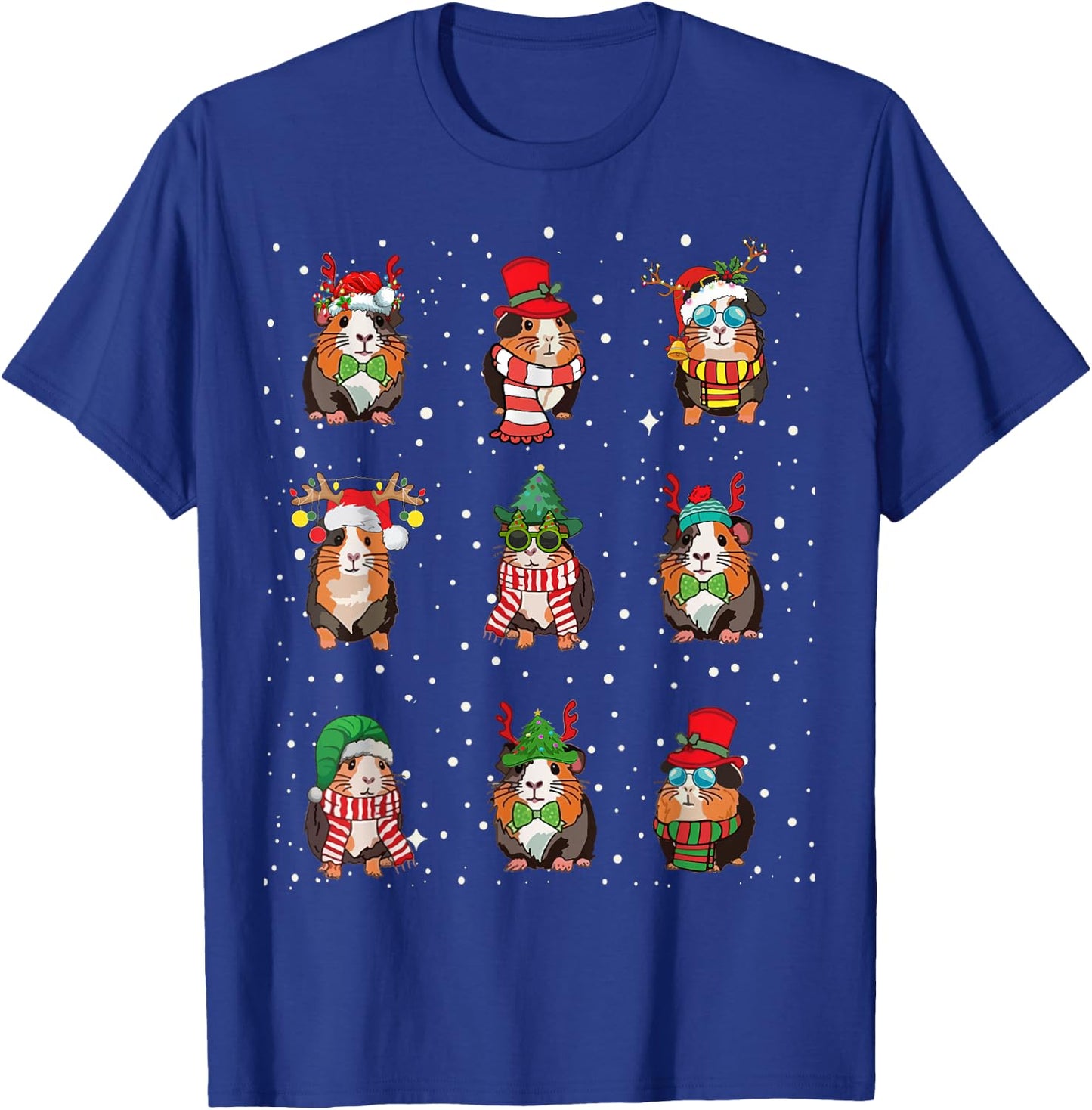 Kawaii Guinea Pig Lovers Clothes Cute Guinea Pigs In Xmas Costume Funny Christmas Holiday Black -Adult T-Shirt - T-Shirt | Royal