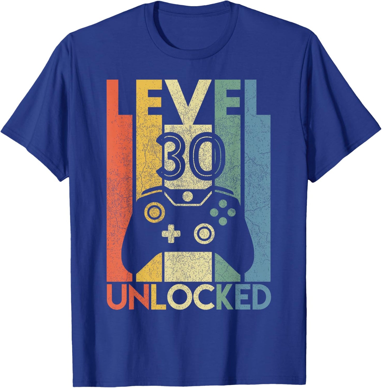 Level 30 Unlocked Funny Video Gamer 30th Birthday Gift T-Shirt - T-Shirt | Royal