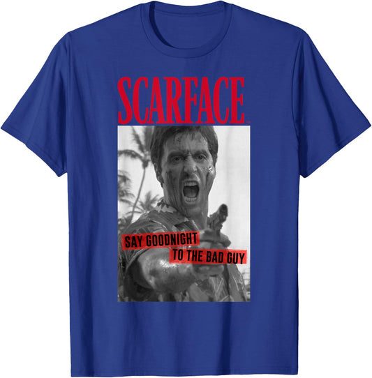 Scarface Say Goodnight to The Bad Guy Photo T-Shirt - T-Shirt | Royal