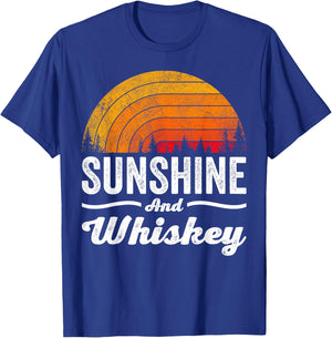 Sunshine and Whiskey Shirt Vintage Retro Funny Beach Summer T-Shirt - T-Shirt | Royal