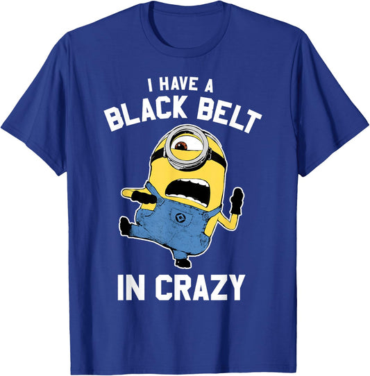 Despicable Me Minions Black Belt in Crazy Graphic T-Shirt - T-Shirt | Royal