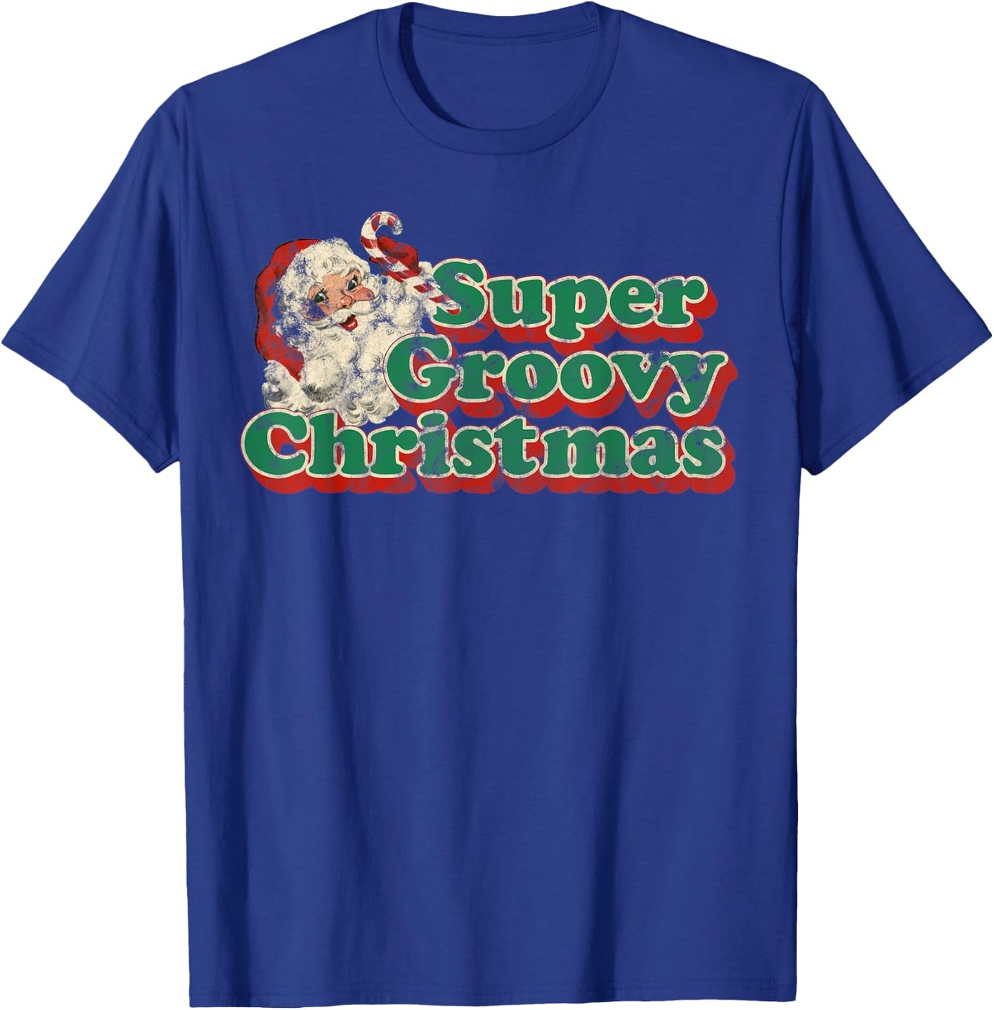 Super Groovy Vintage Christmas Shirt Retro 70s Style T-Shirt - T-Shirt | Royal