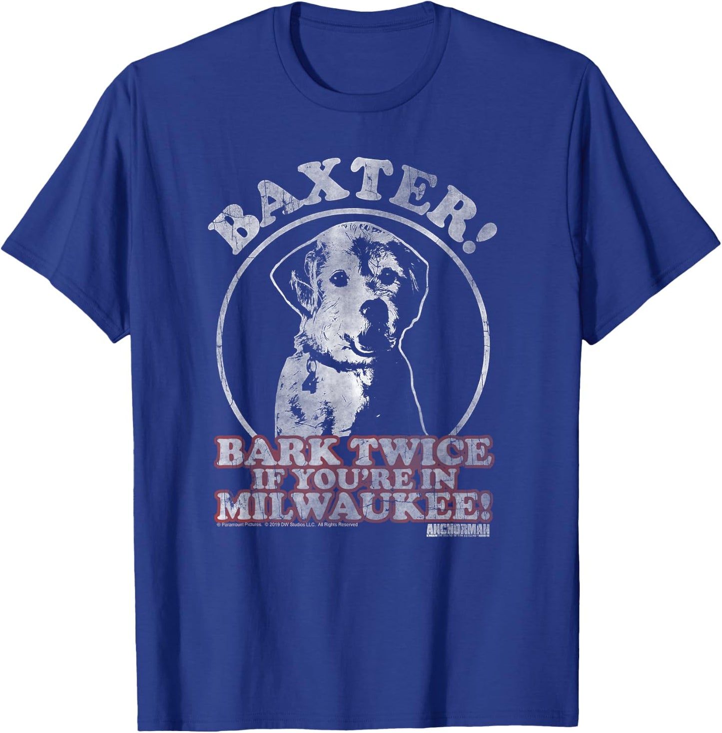 Anchorman Baxter Bark Twice Portrait T-Shirt - T-Shirt | Royal