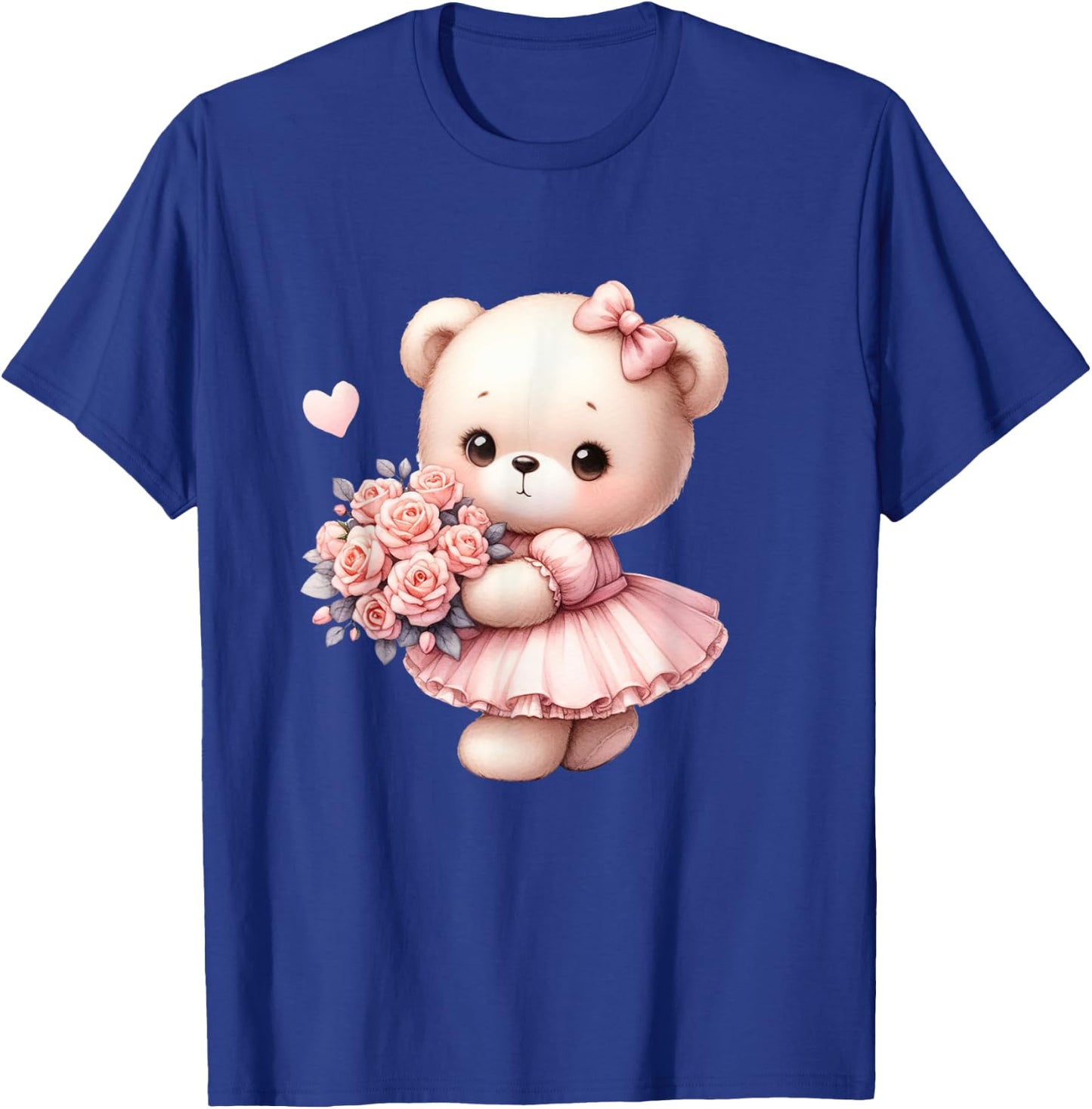 Coquette Teddy Bear Bow Simple Pink Cute Girl T-Shirt - T-Shirt | Royal