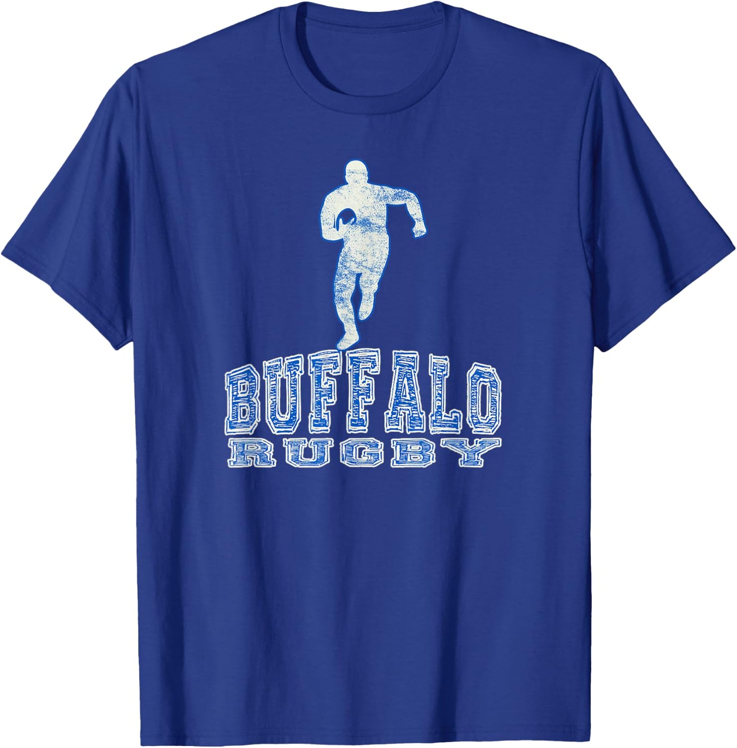 Vintage Buffalo Rugby with Rugby Player T-Shirt - T-Shirt | Royal