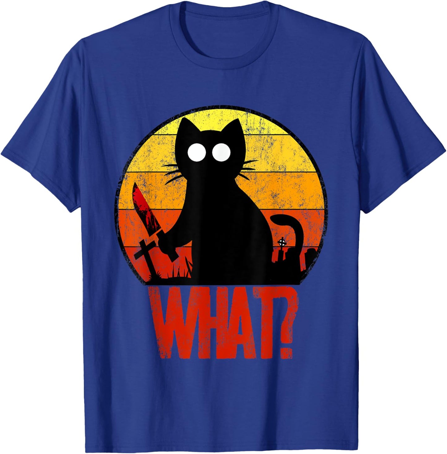 Murderous Black Psycho Cute Cat What Knife Christmas Gift Women T-Shirt - T-Shirt | Royal